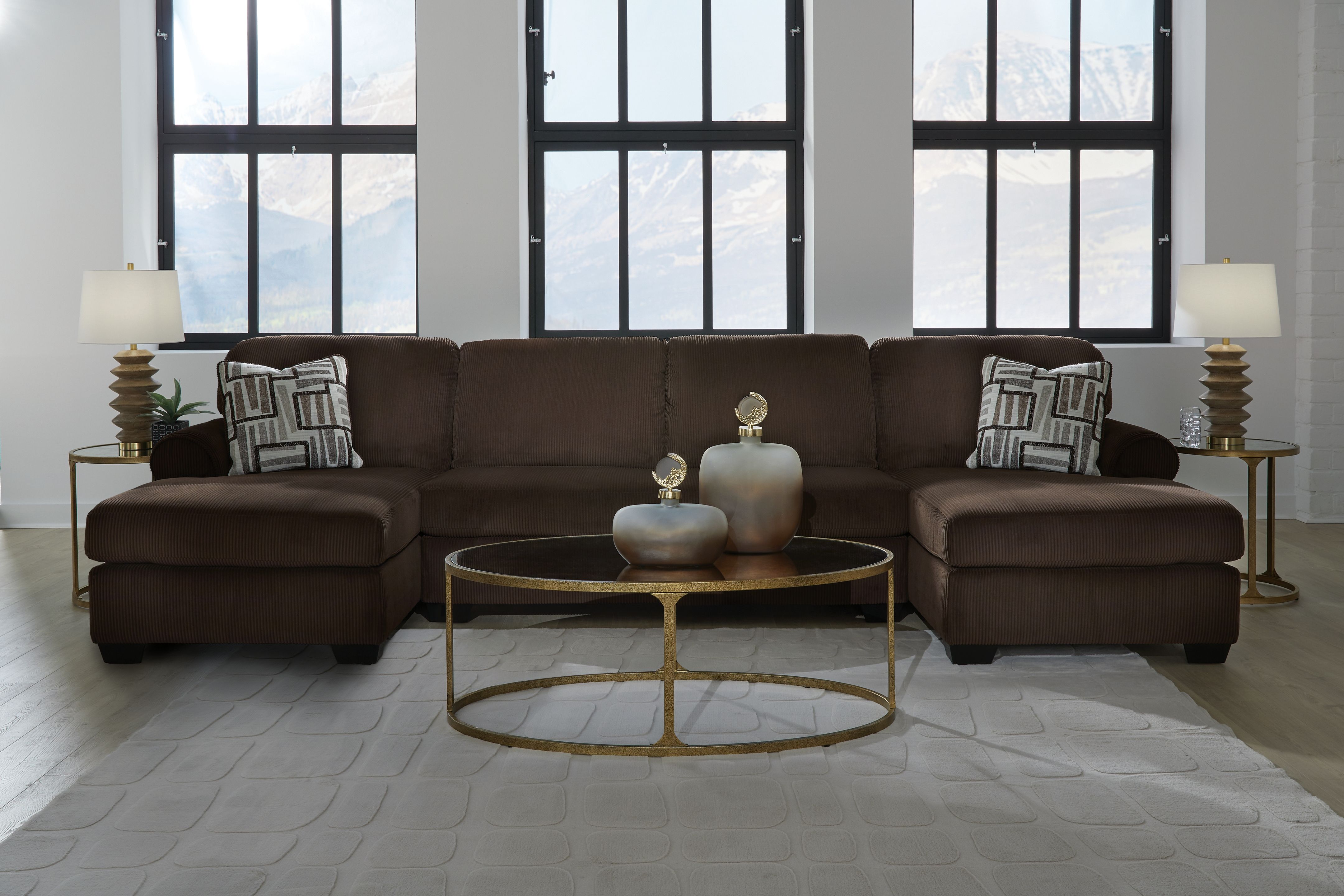 Ashley Furniture Kimlee - 3-Piece Sectional With Double Chaise - Chocolate - Image 4