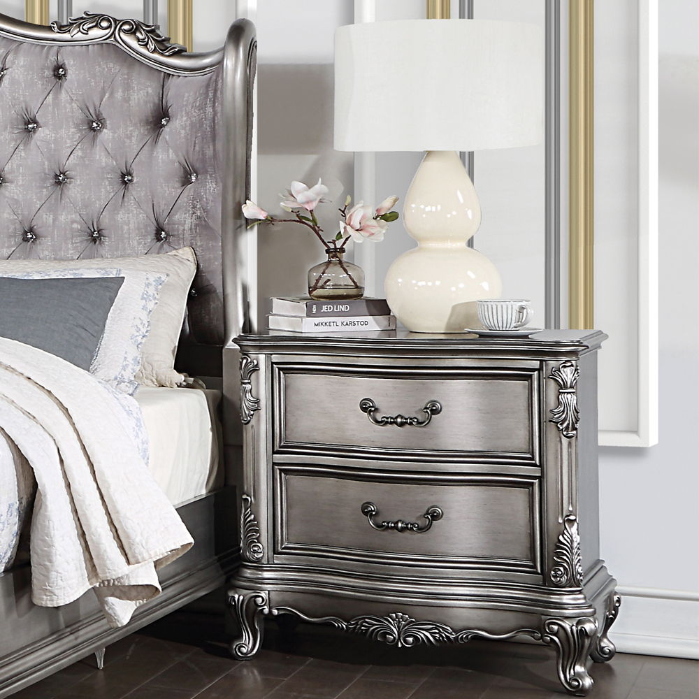 Ariadne - Nightstand - Antique Platinum, silver
