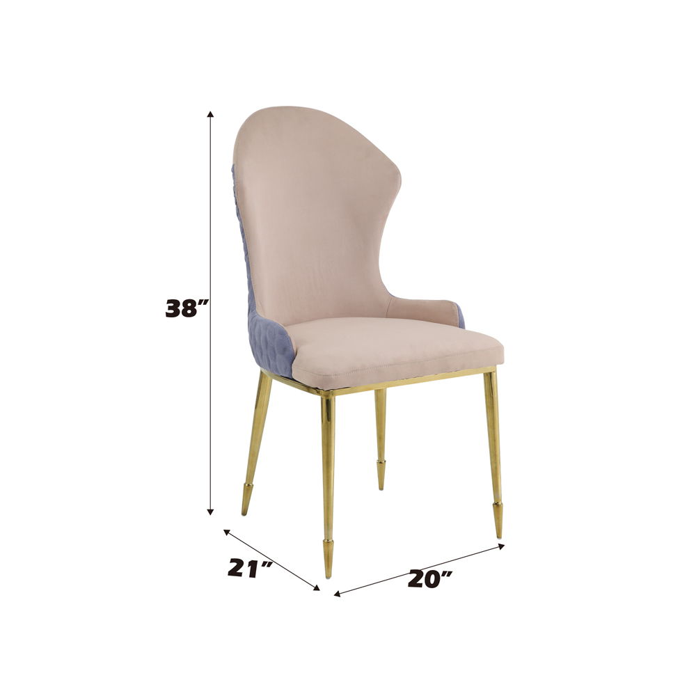 Caolan - Side Chair (Set of 2) - Tan, Lavender Fabric & Gold, beige, view 5
