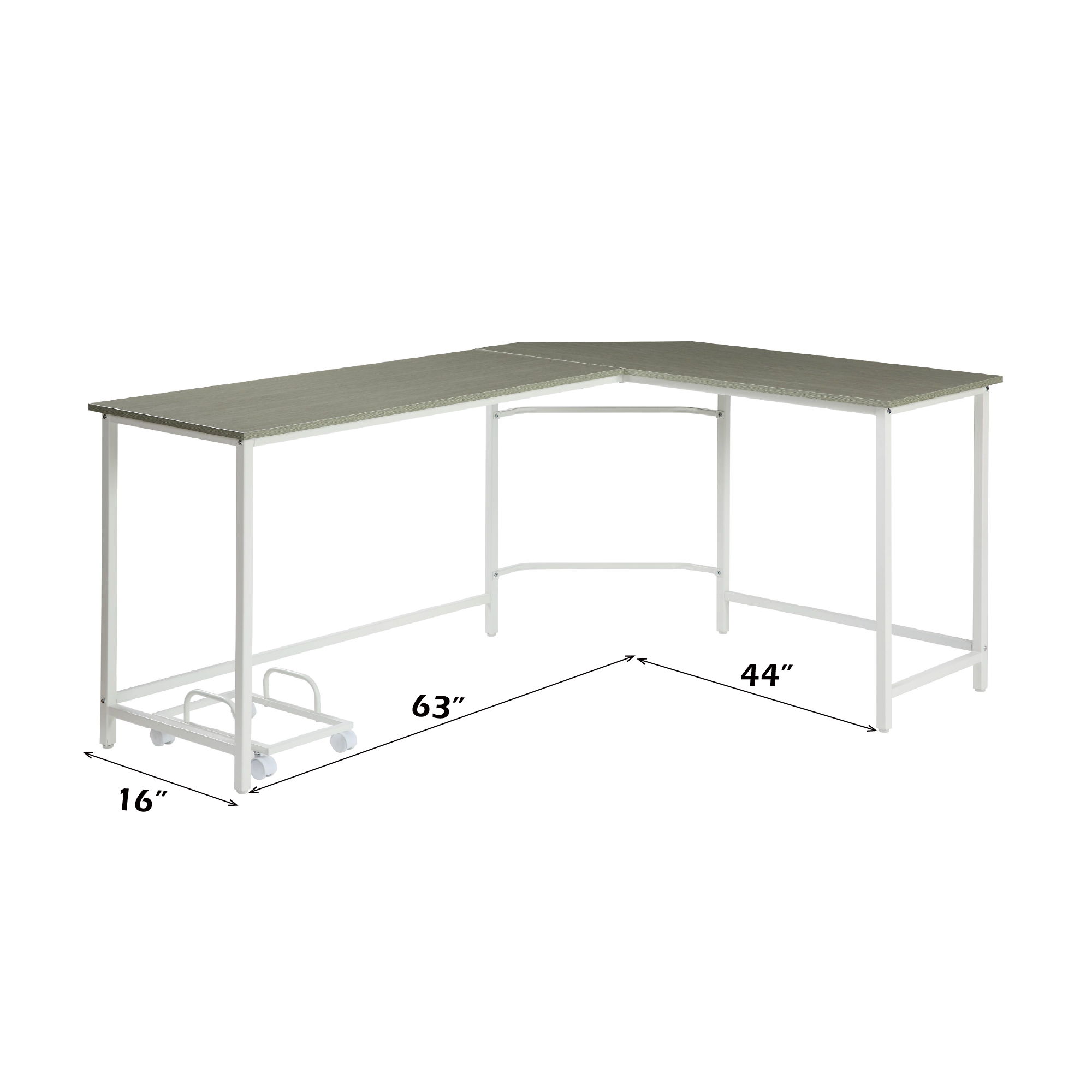 Bambina - Computer Desk - Gray & White, gray, view 5