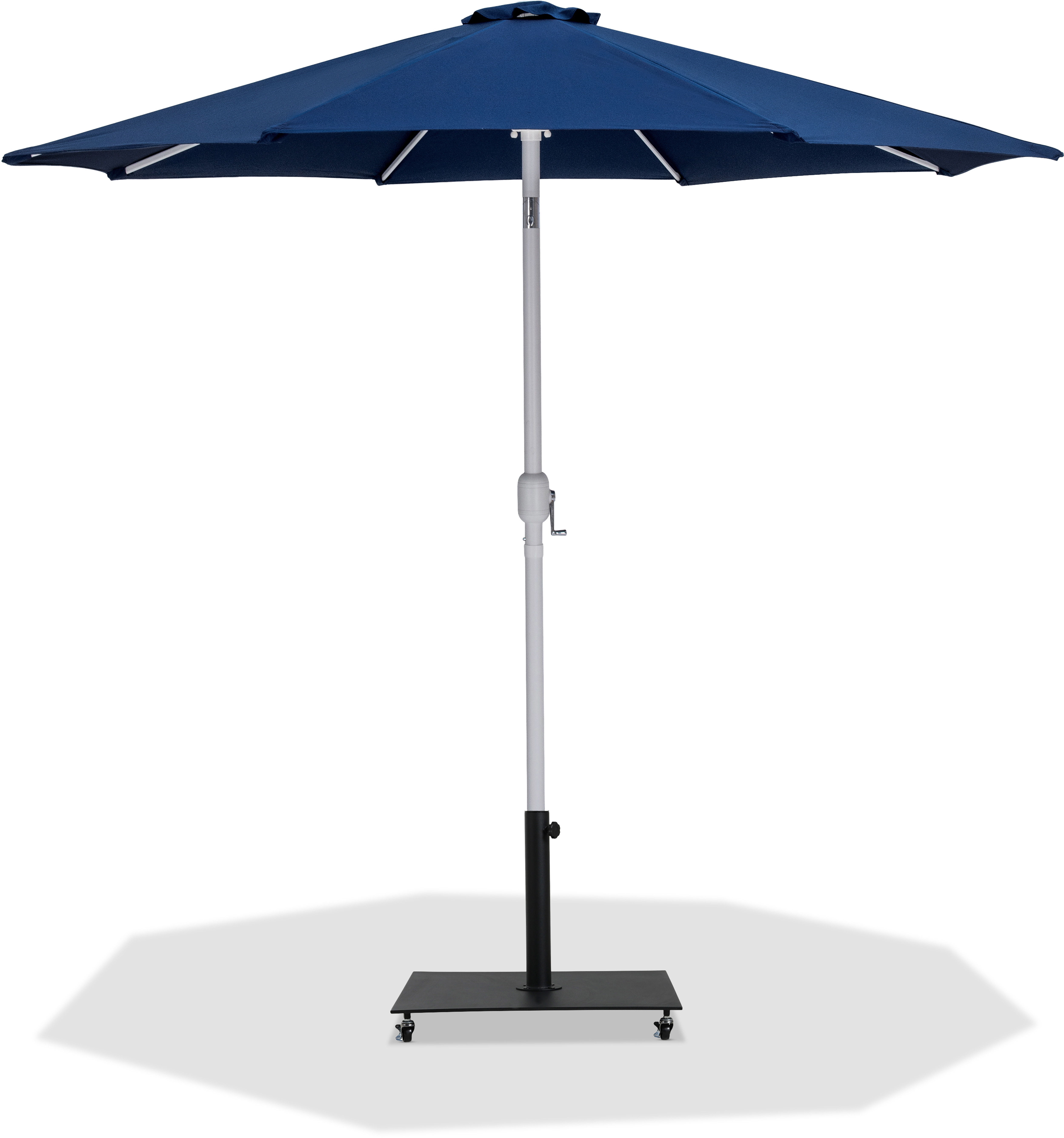 Fiji - Aluminum Patio Umbrella With Square Black And White Base - Navy