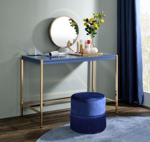 Midriaks - Writing Desk With USB - Navy Blue & Gold, blue, view 6