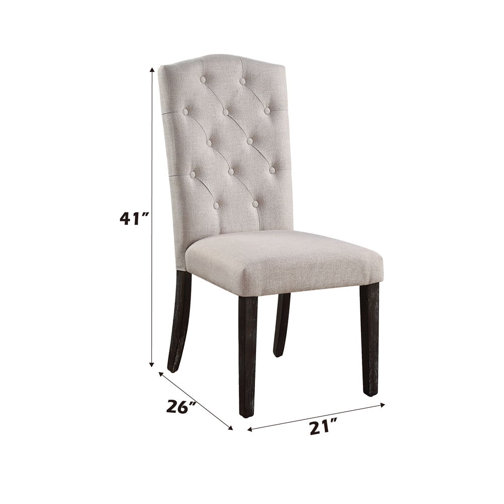 Gerardo - Side Chair (Set of 2) - Beige Linen & Weathered Espresso, beige, view 8