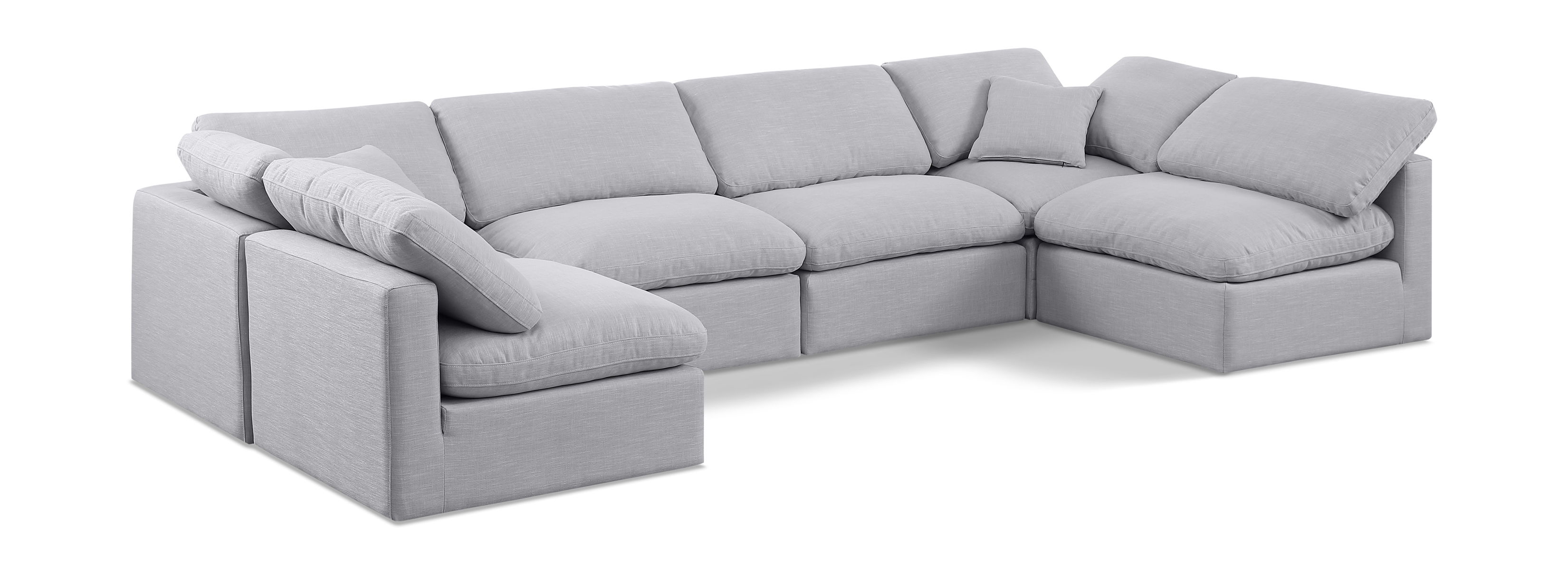 Indulge - Linen 6 Piece Modular U-Shaped Sectional - Gray