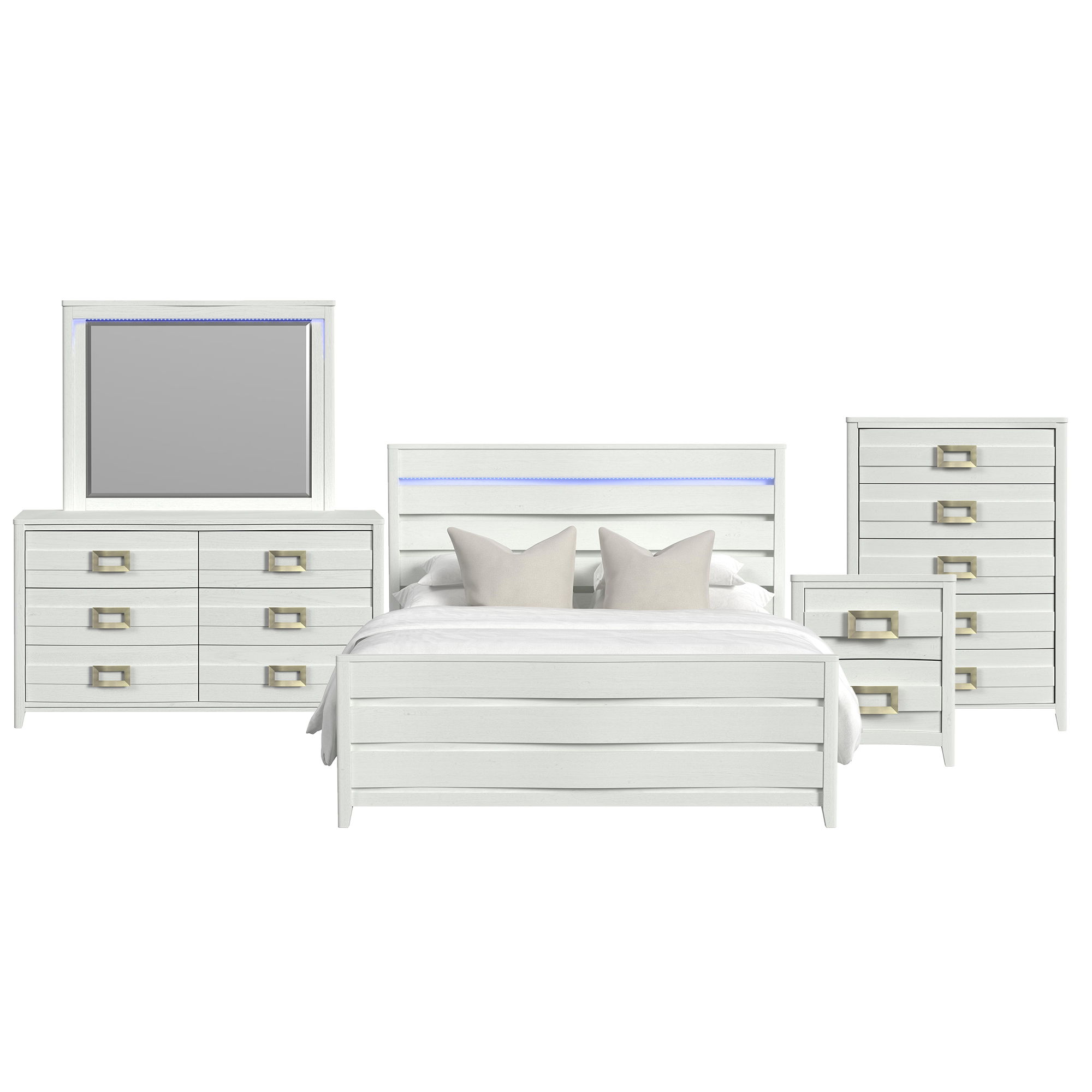 King · 5 Pc · Bedroom Set With LED
