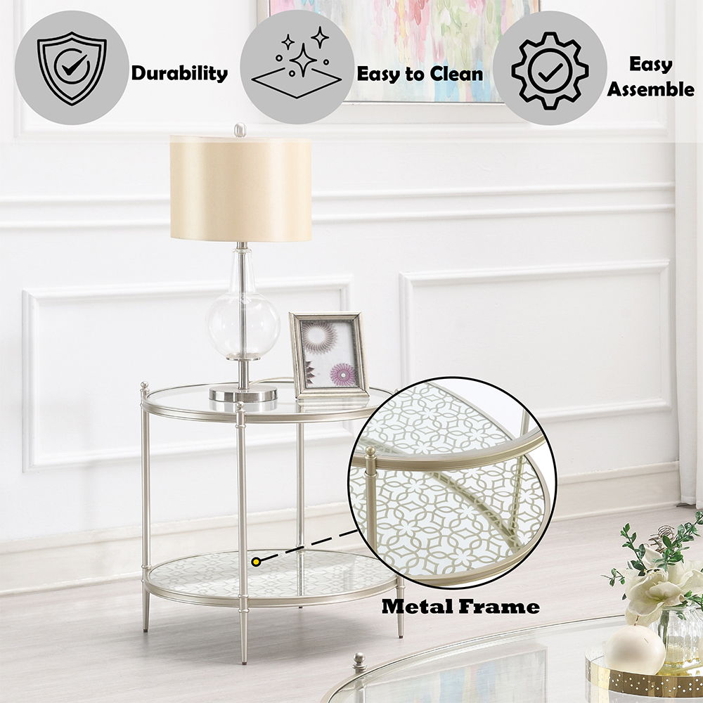 Zaba - End Table - Glass Top & Champagne, silver, view 5