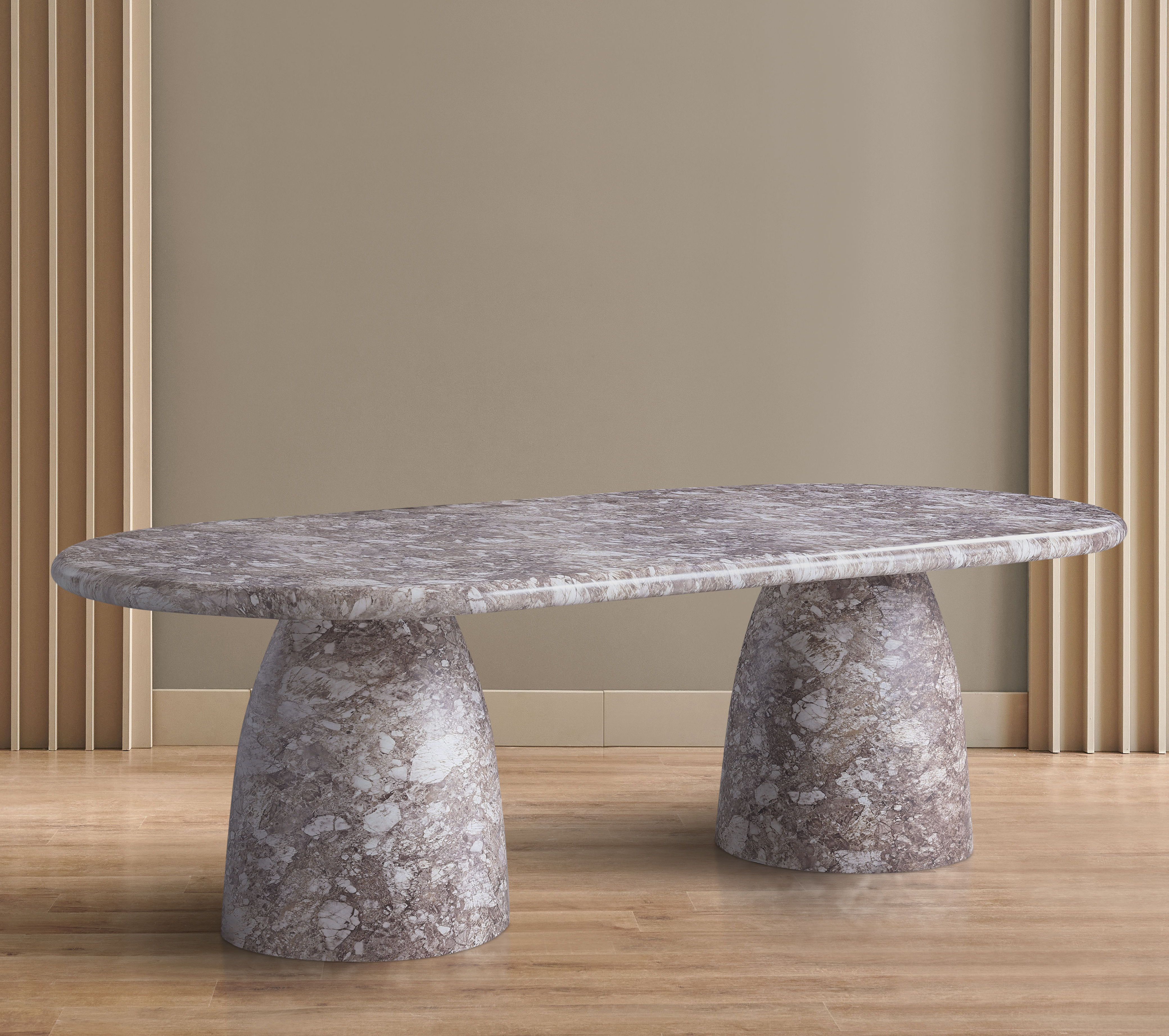 Cosenza - 96" Marble Finish Concrete Dining Table - Brown
