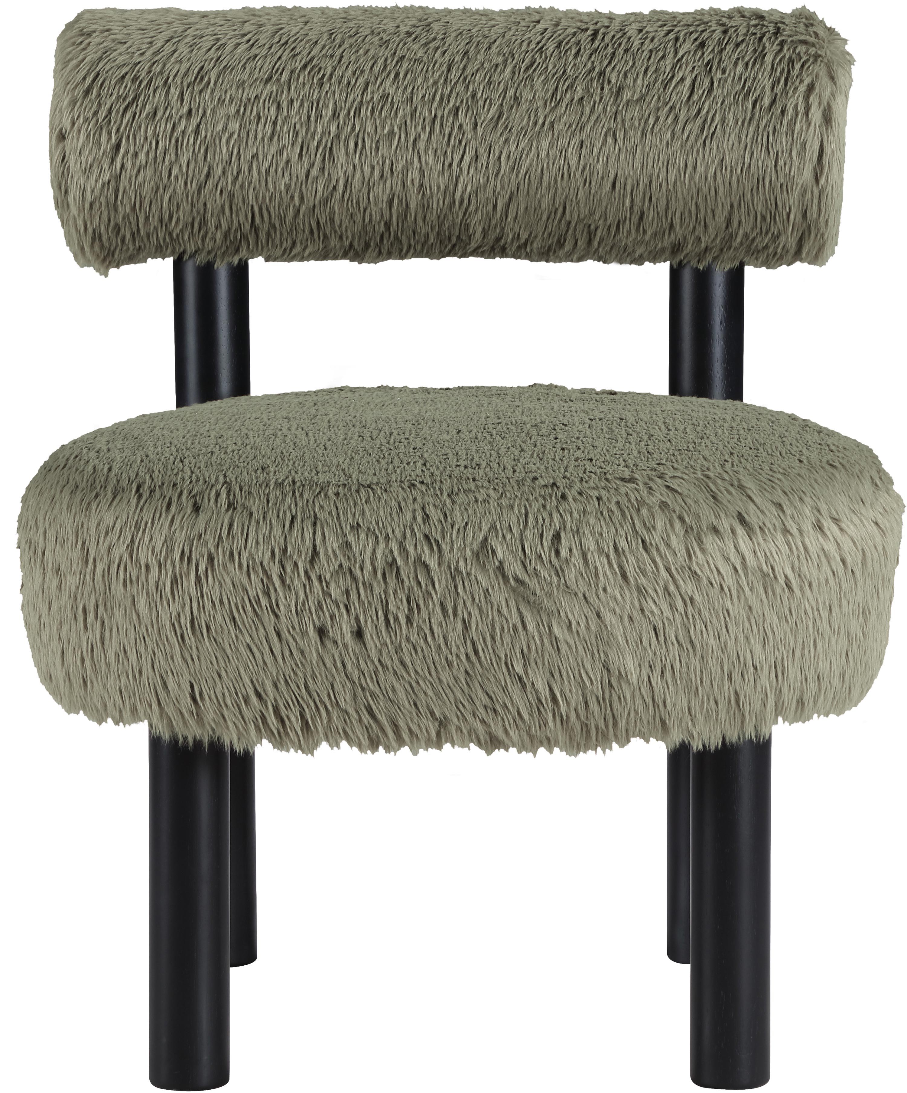 Ambre - Vegan Shearling Fabric Upholstered Accent Chair - Green