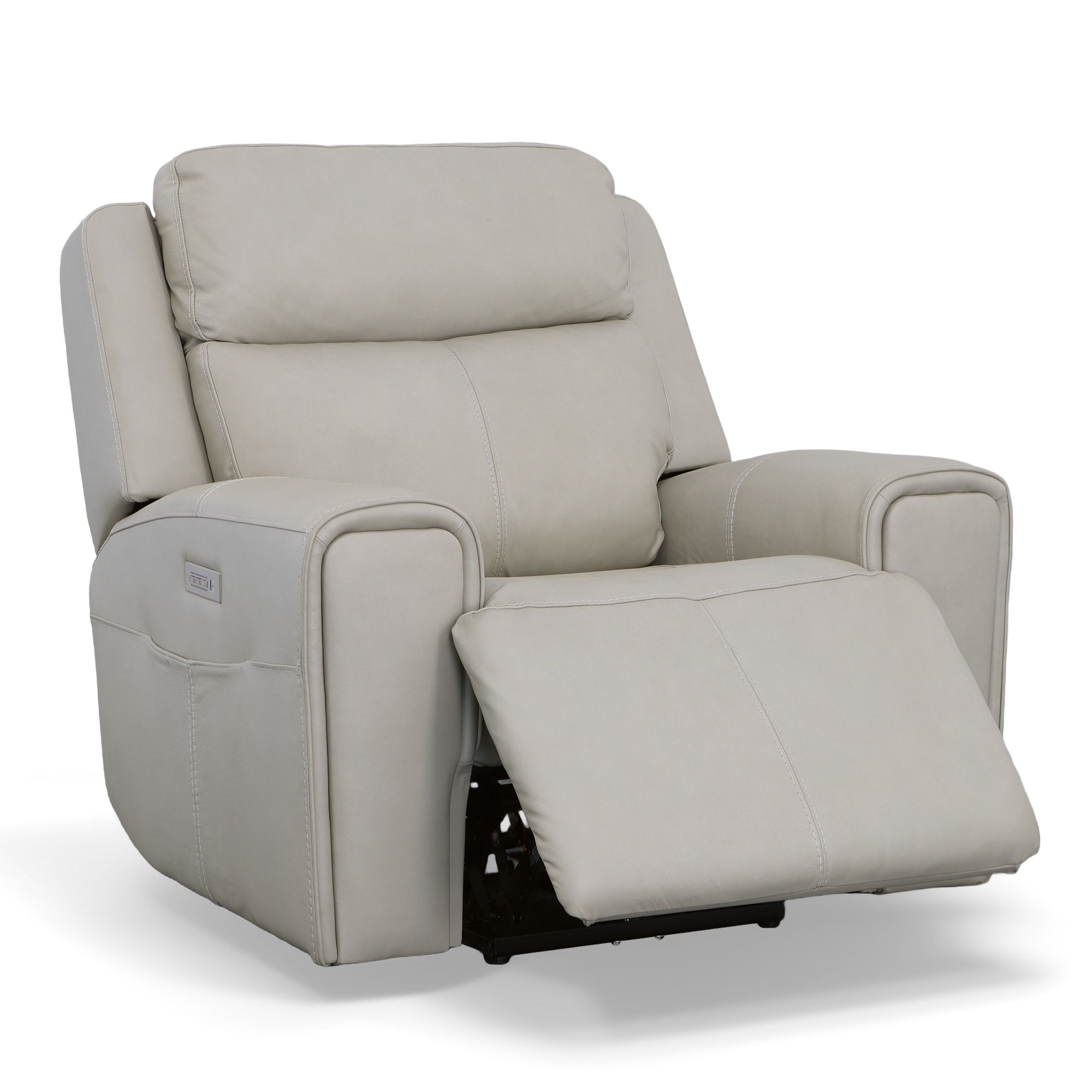 Barnett - Power Recliner With Power Headrest & Lumbar - Timber, light gray, view 2