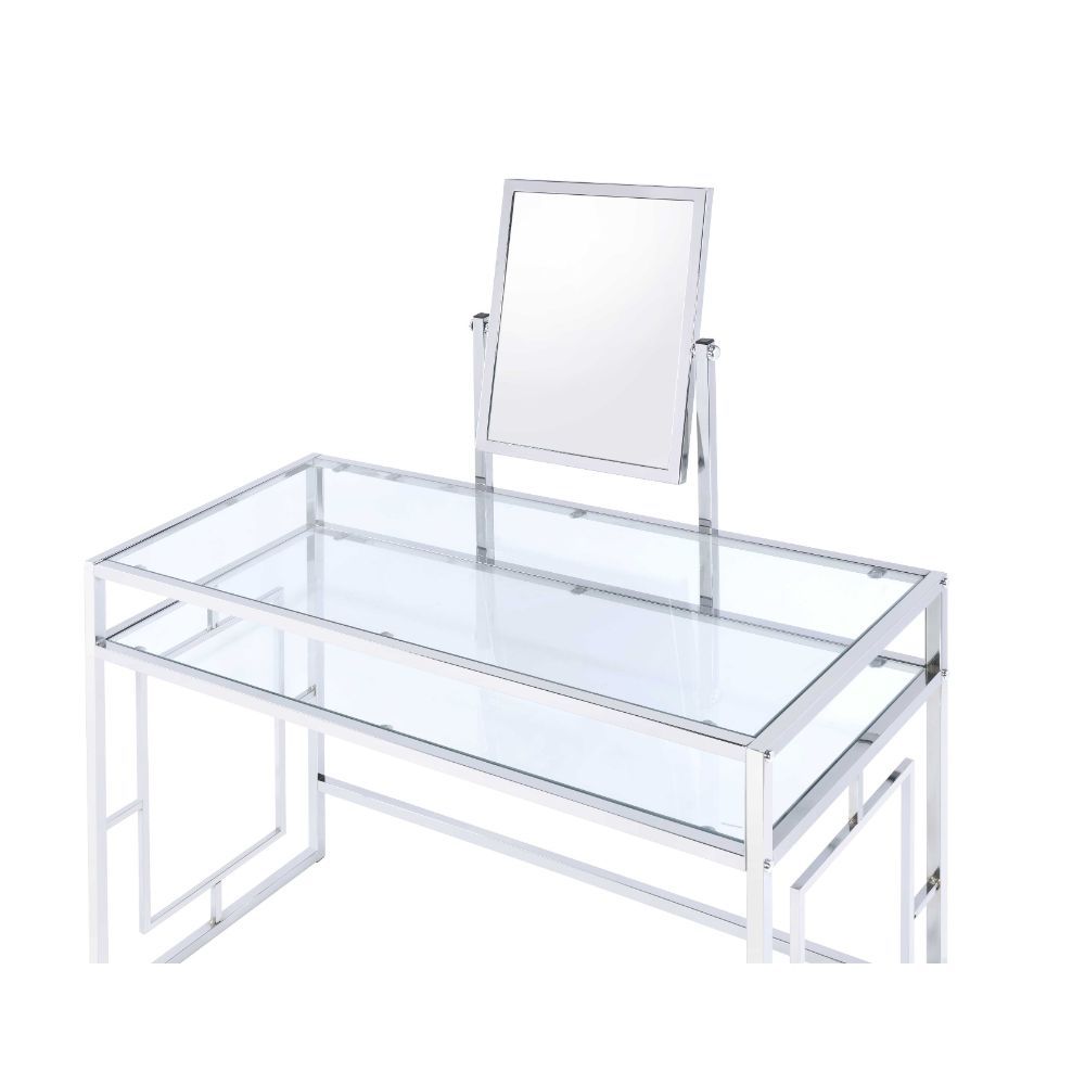 Carenze II - Vanity Set - White Faux Fur & Chrome, white, view 4