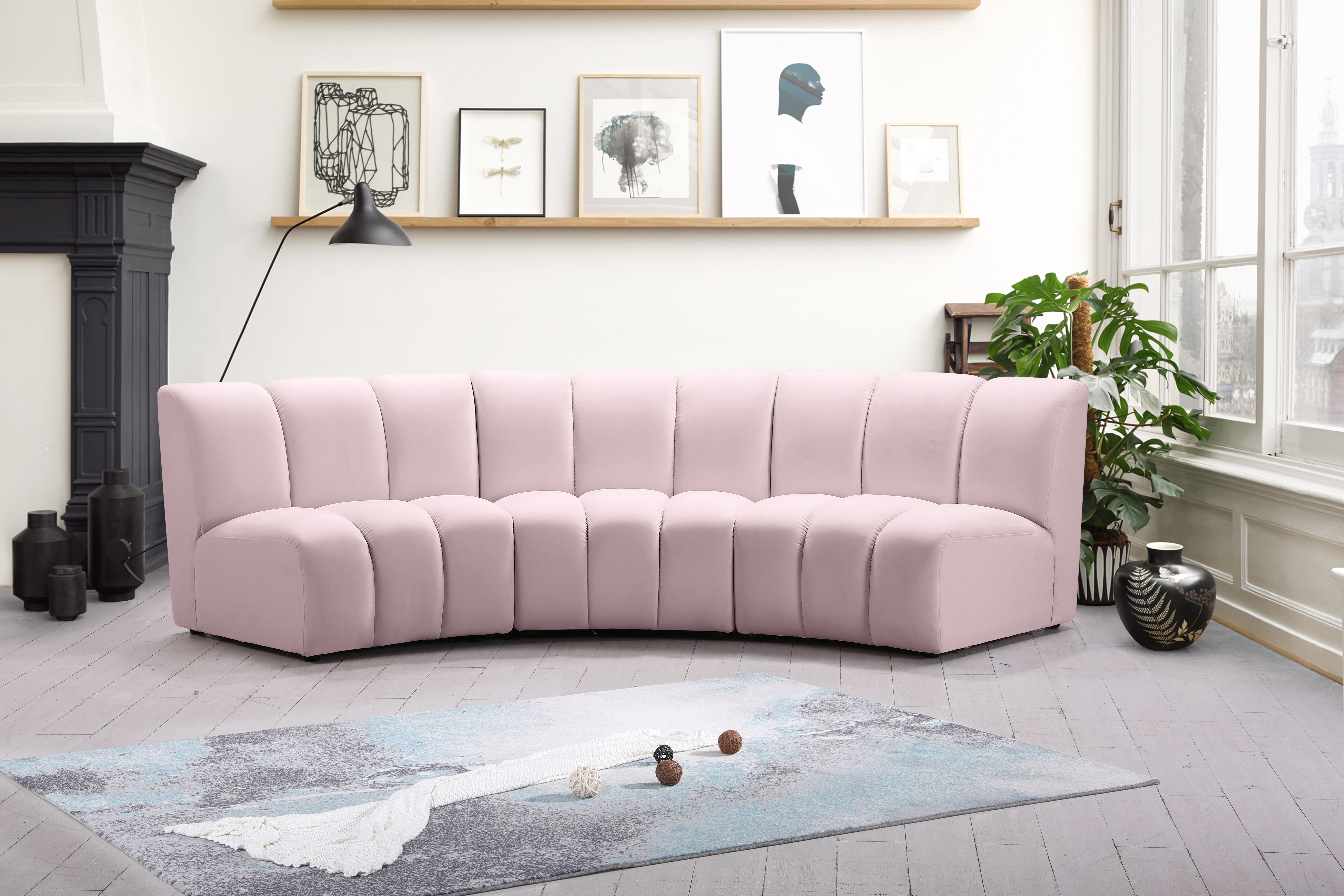 Infinity - 3 Piece Modular Sectional - Pink