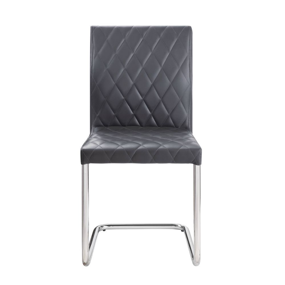 Ansonia - Side Chair (Set of 2) - Gray Synthetic Leather & Chrome, black, view 2