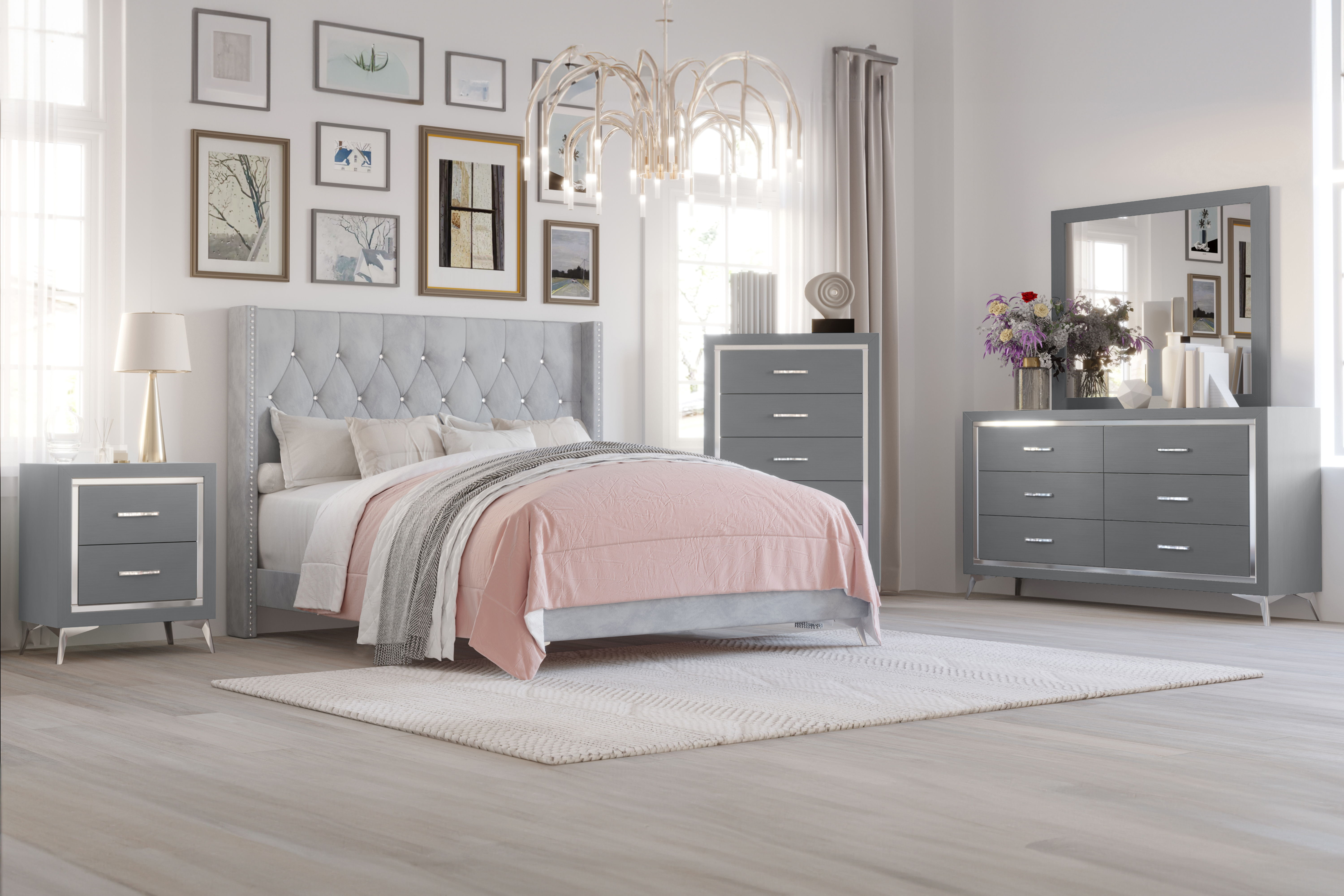 Queen · 5 Pc · Bed, Dresser, Mirror, Chest, Nightstand