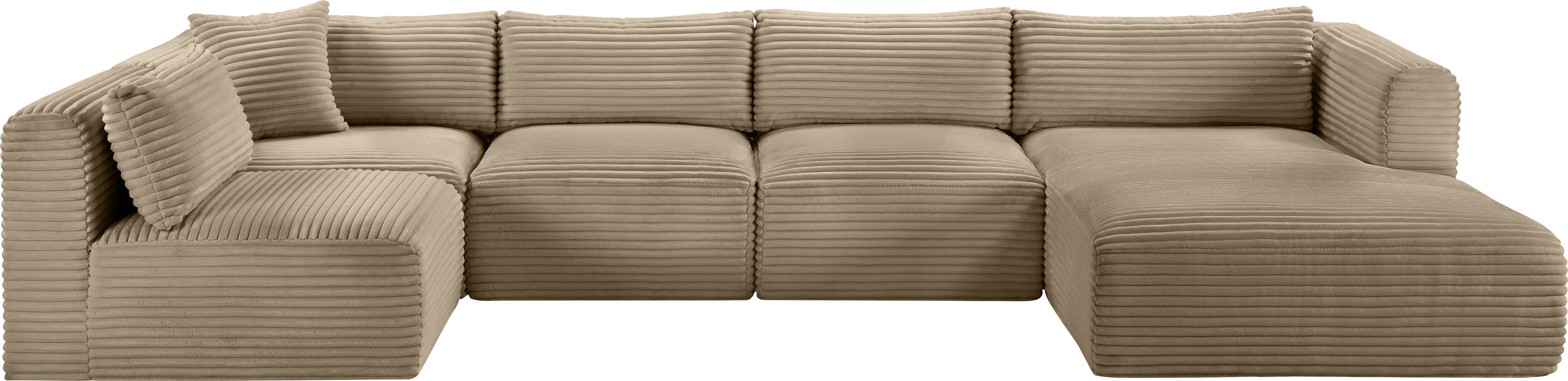 Shaggy - 5 Piece Modular U-Shaped Sectional - Taupe