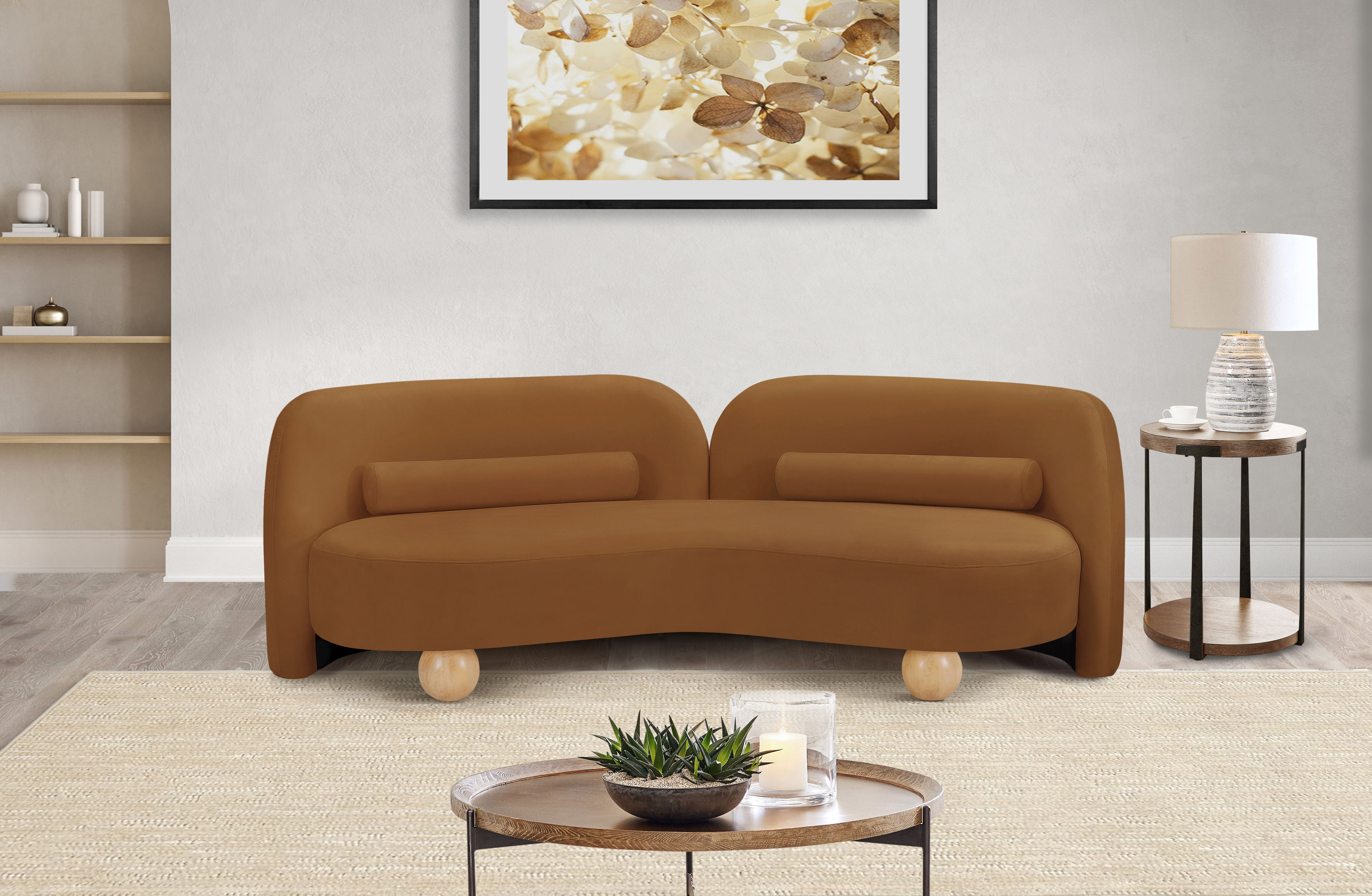 Daphne - Velvet Sofa - Saddle