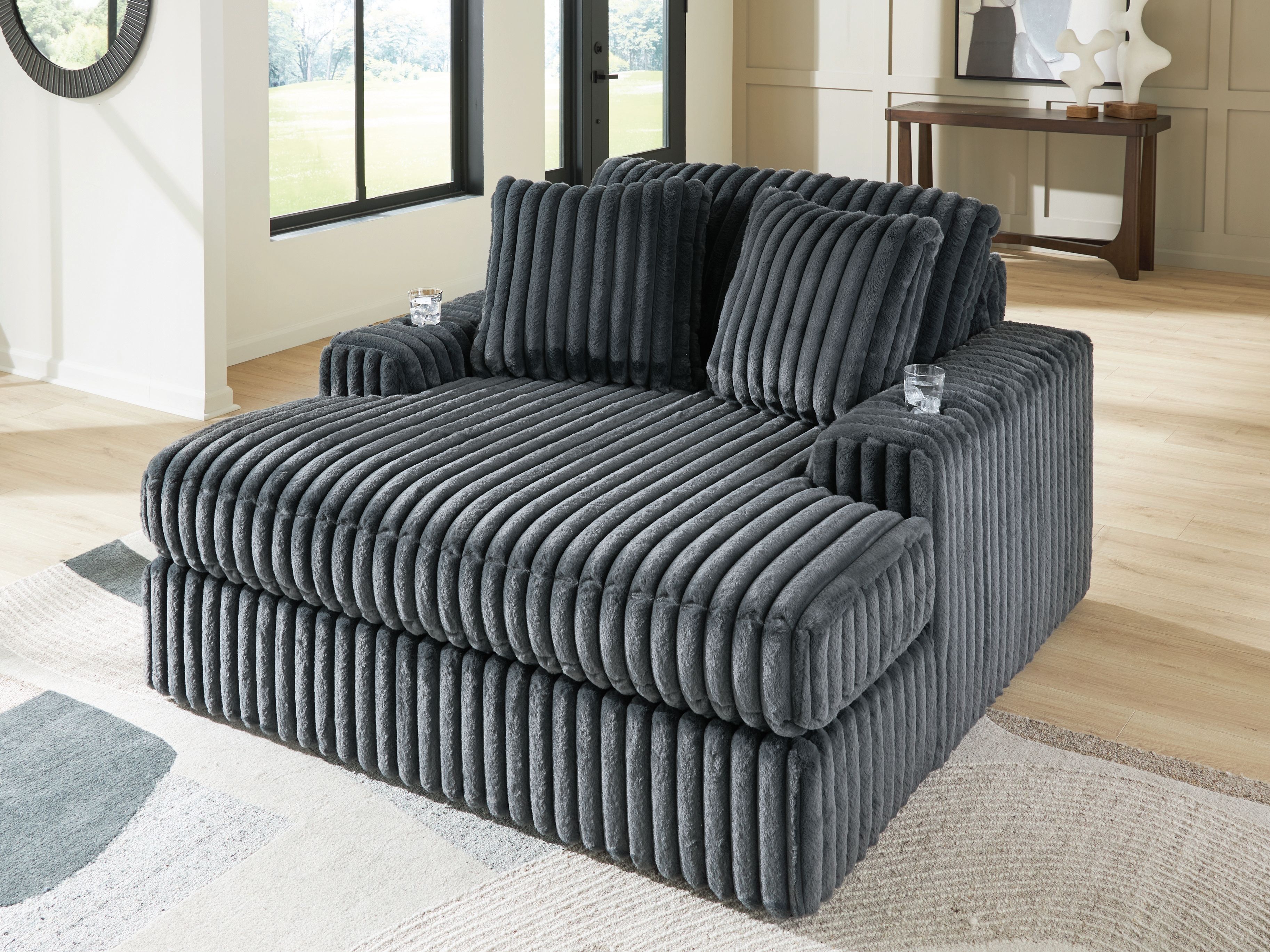 Ashley Furniture Midnight-Madness - Oversized Chaise - Gunmetal - Image 5