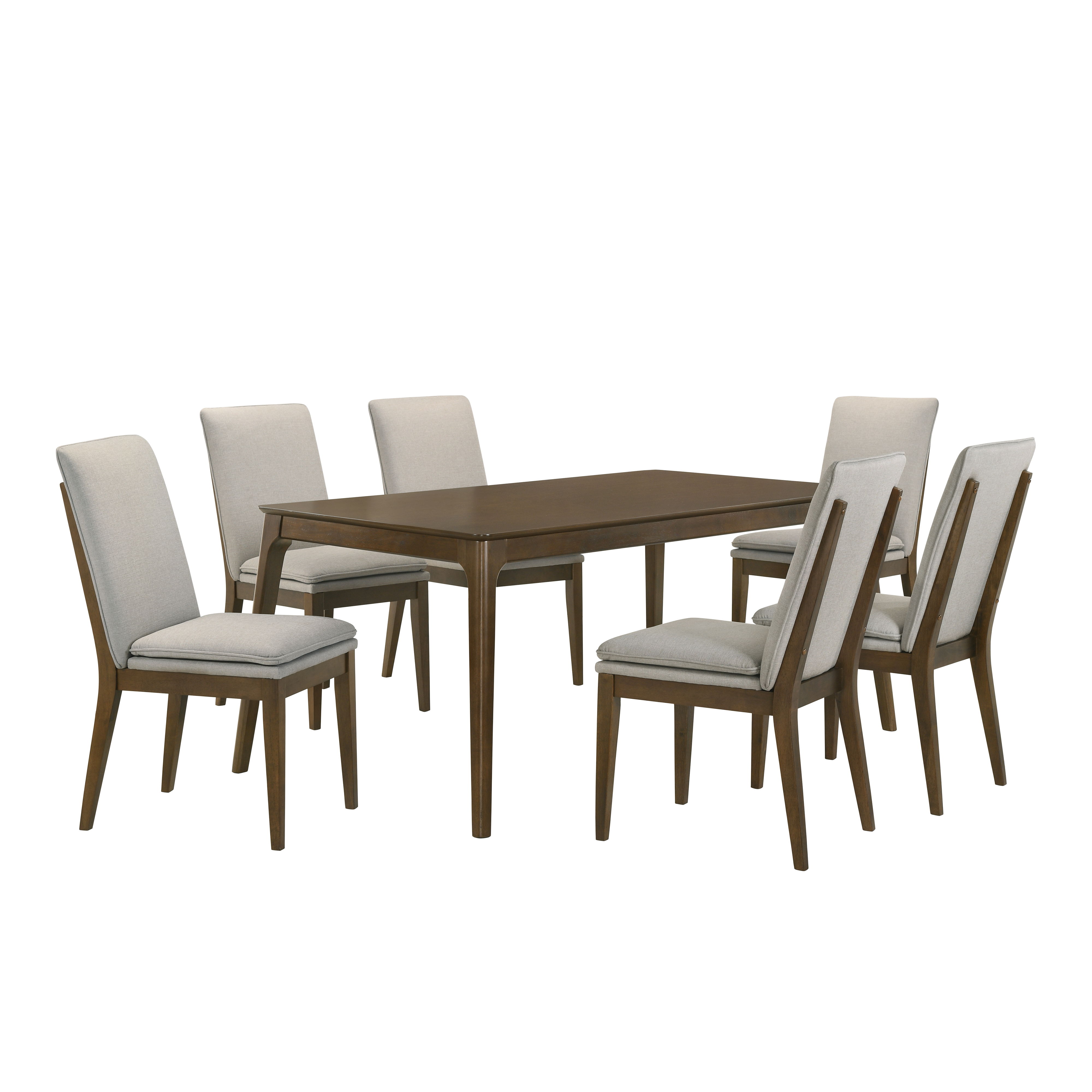 Maggie - Dining Table With 6 Natural Chairs - Dark Brown