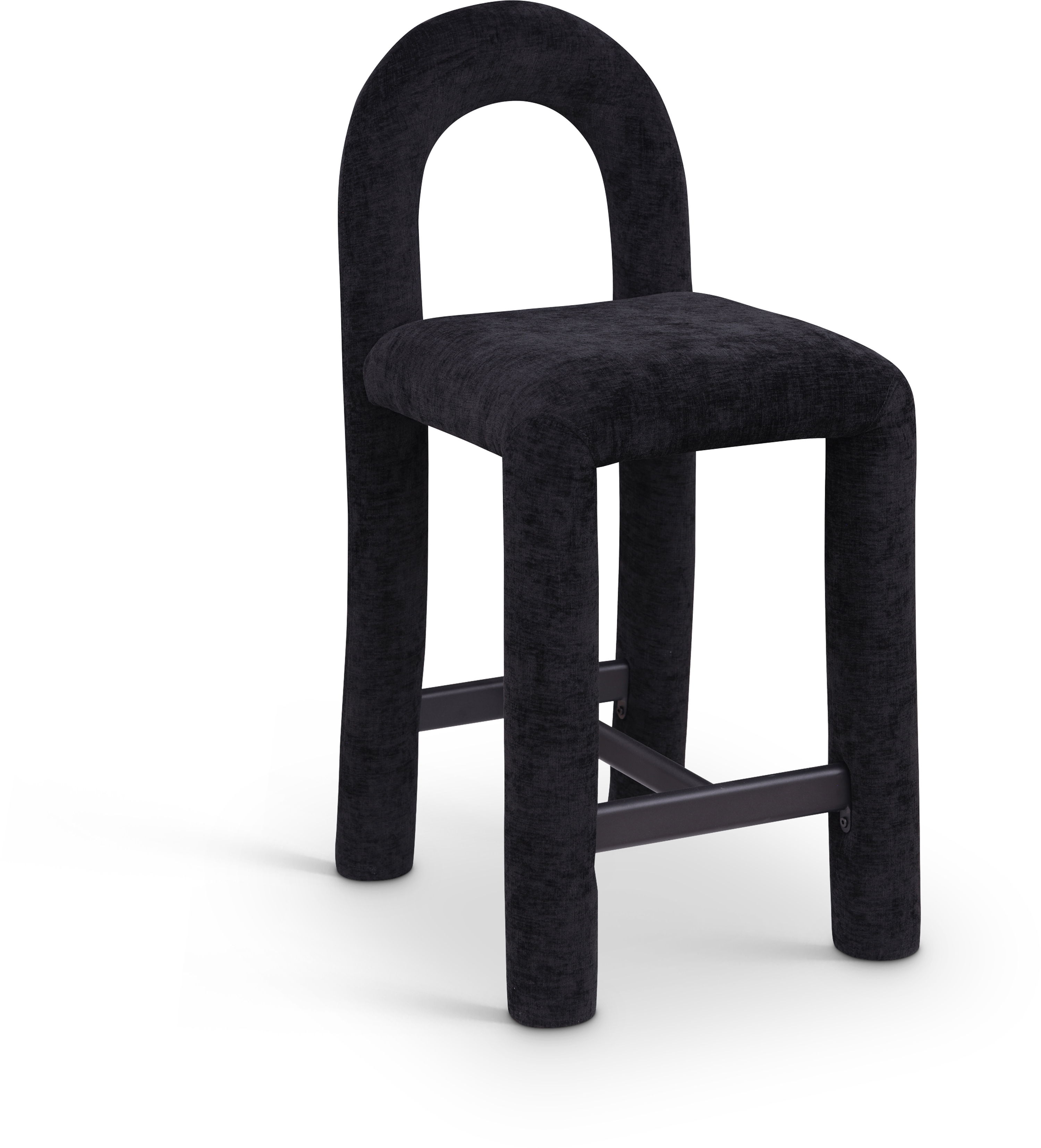 Amari - Chenille Fabric Stool - Black