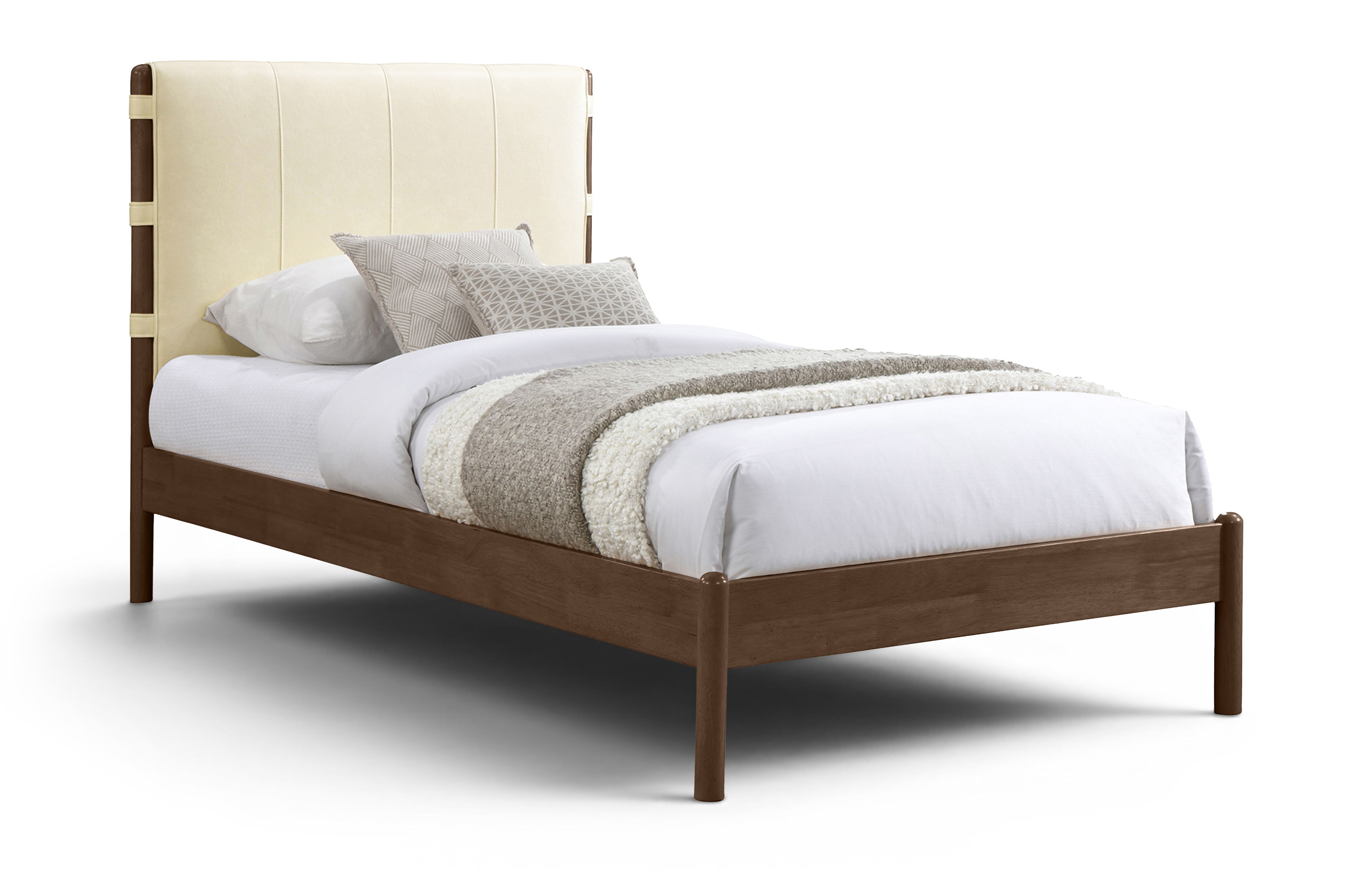 Arielle - Vegan Leather Upholstered Twin Bed - Cream