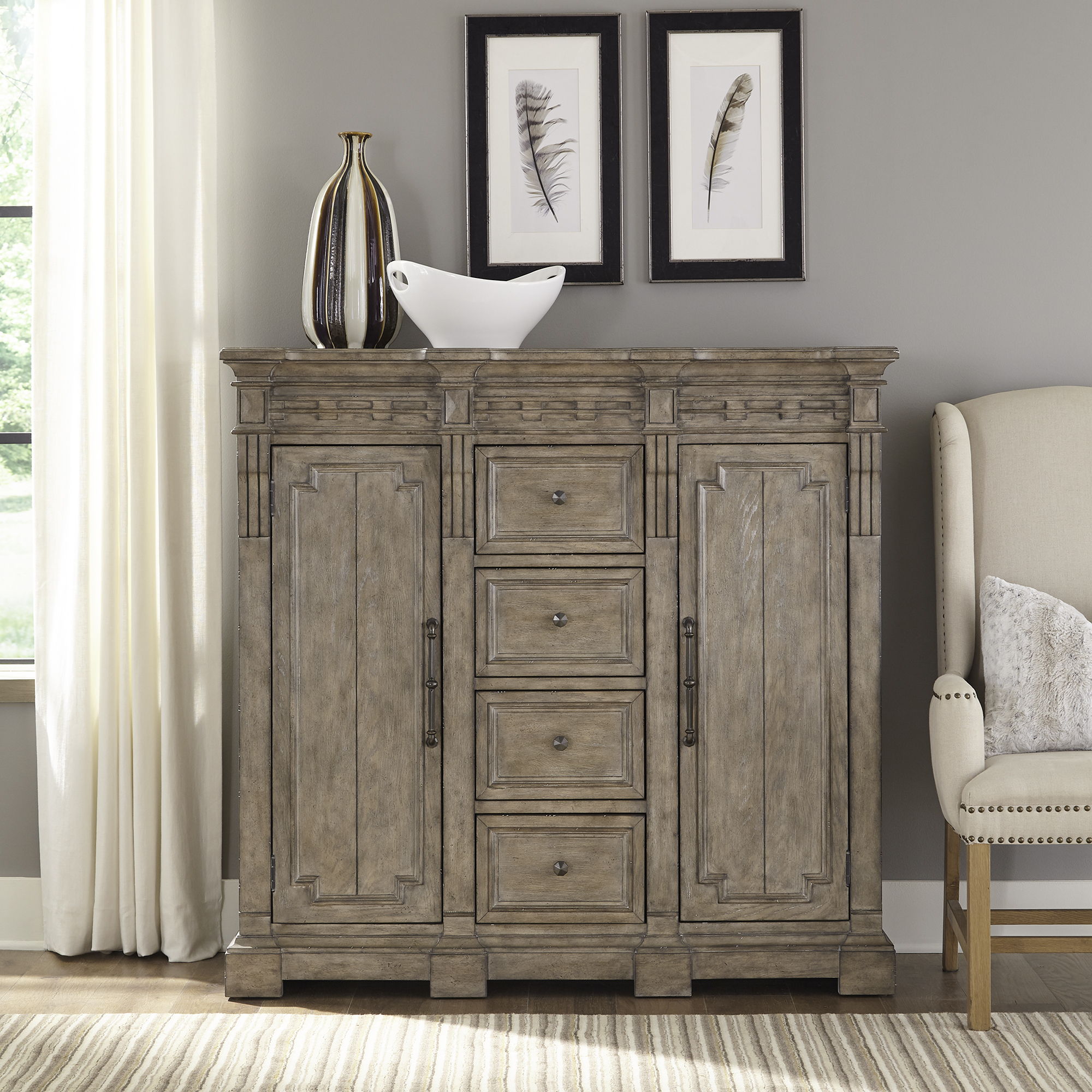Liberty Furniture Town & Country - 4 Drawer 2 Door Chesser - Medium Brown