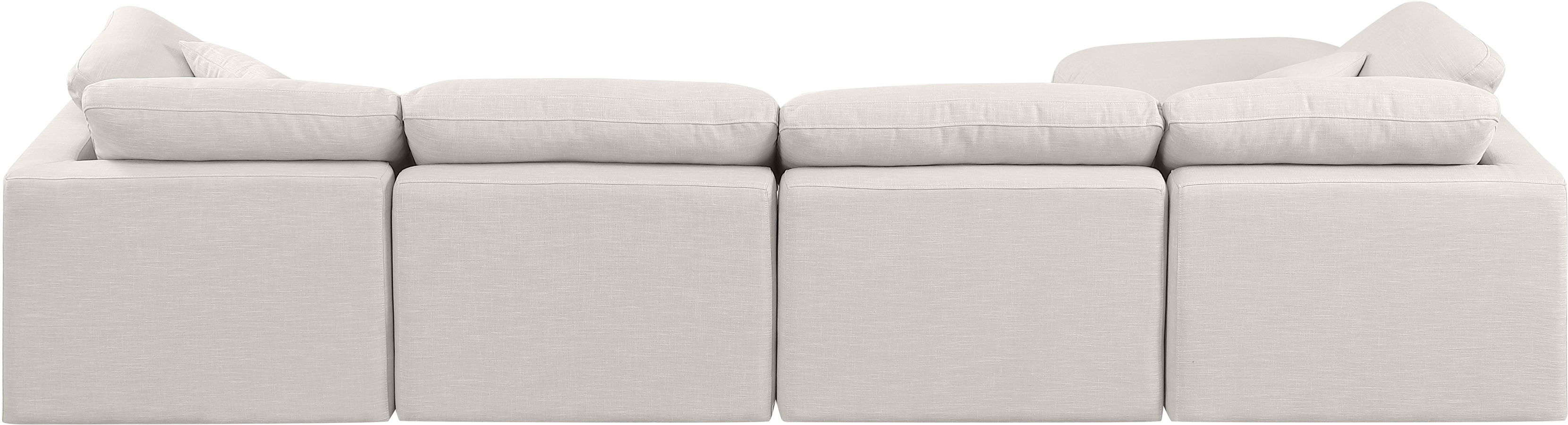 Indulge - Linen 5 Piece Modular Sectional With Chaise - Cream