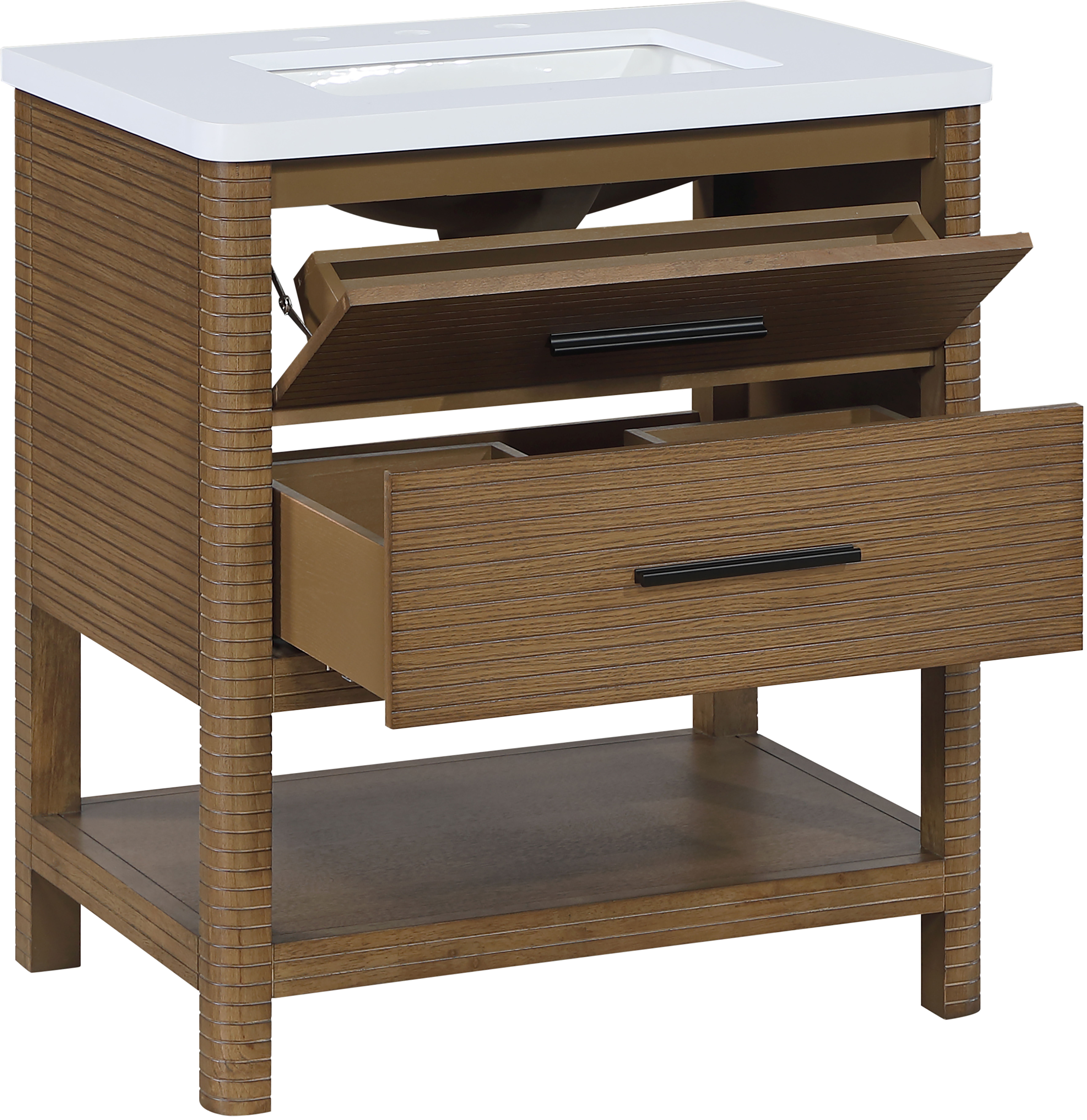Oakwell - 30'' Bathroom Vanity - Brown / White