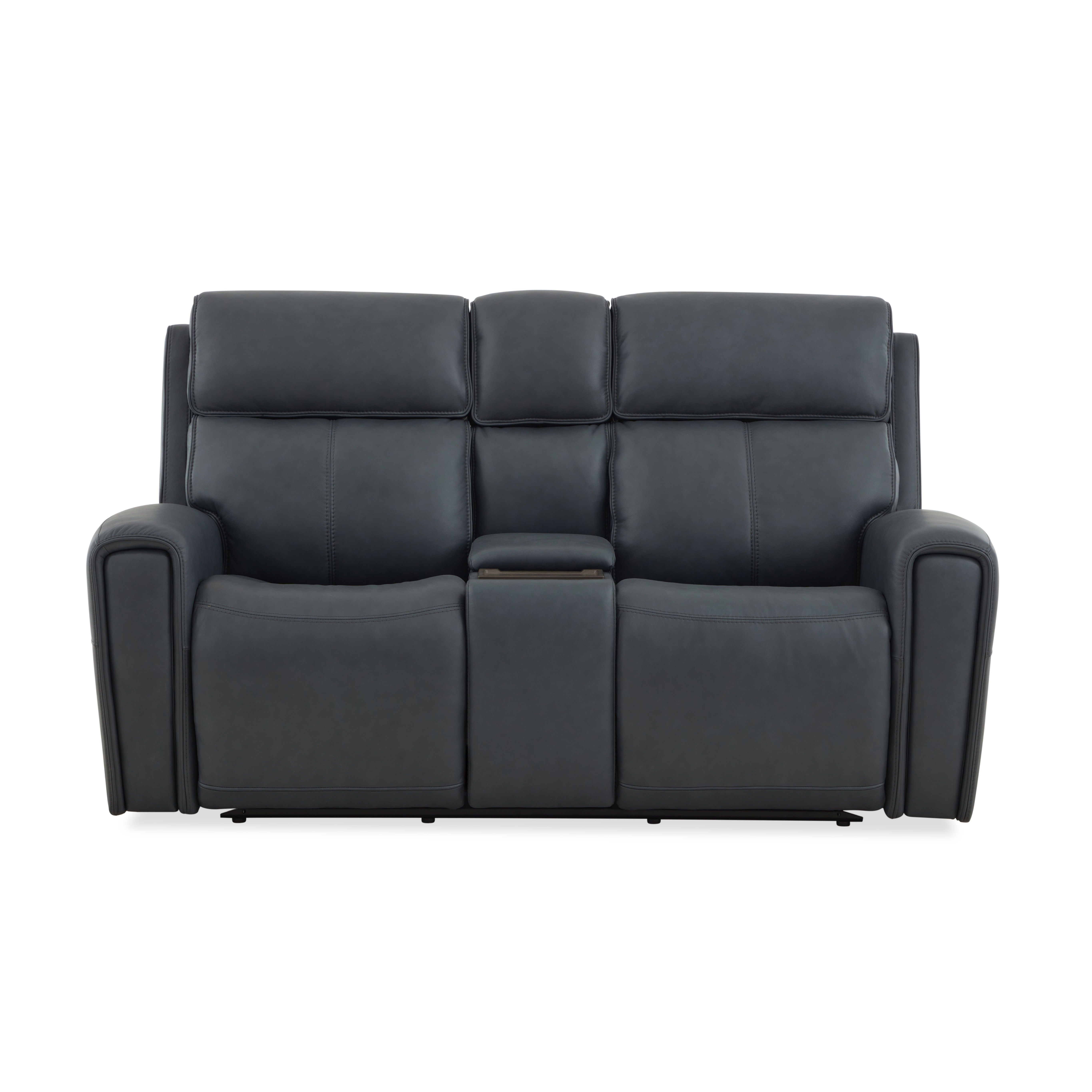 Warren - Power Reclining Loveseat With Console, Power Headrest & Lumbar - Black, black, view 3
