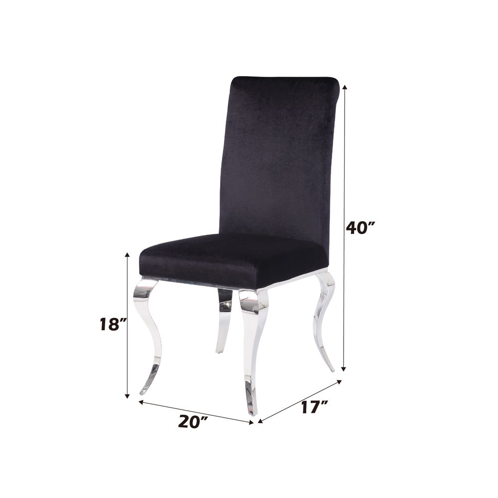 Fabiola - Side Chair (Set of 2) - Black Fabric & Stainless Steel, black, view 7