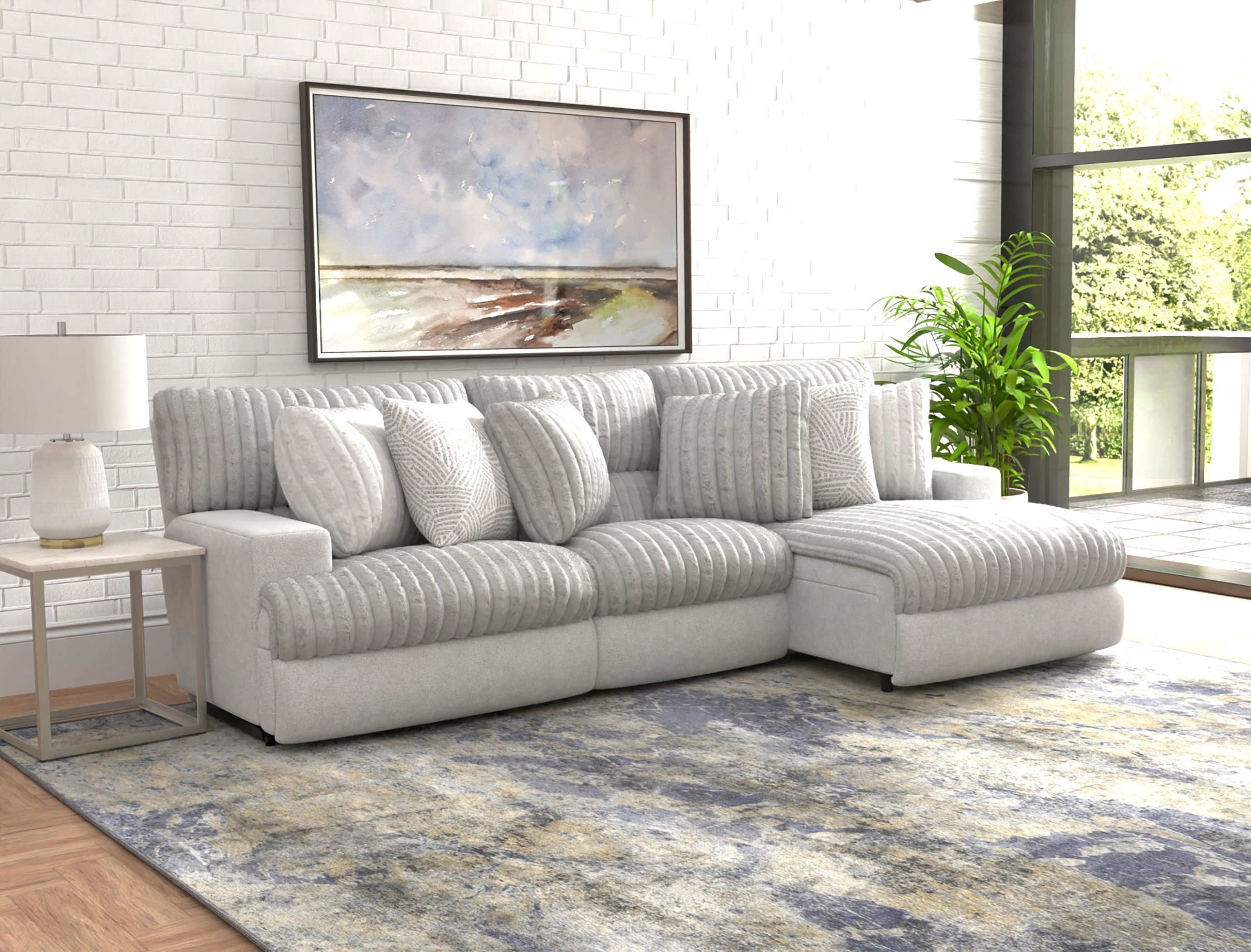 Abraxas - 3 Piece Power Reclining Sectional With 1 Lay-Back Chaise And 1 Recliner (RSF Chaise) - Moonstruck