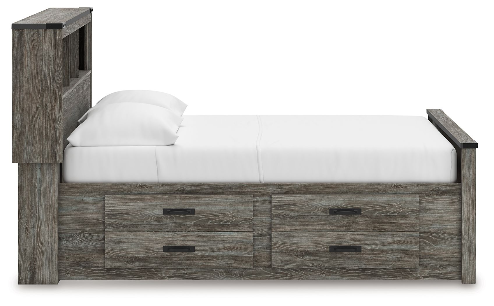 Ashley Furniture Frandern - 6 Pc. - Dresser, Mirror, Full Bookcase Panel Bed With Storage - Gray - Image 9