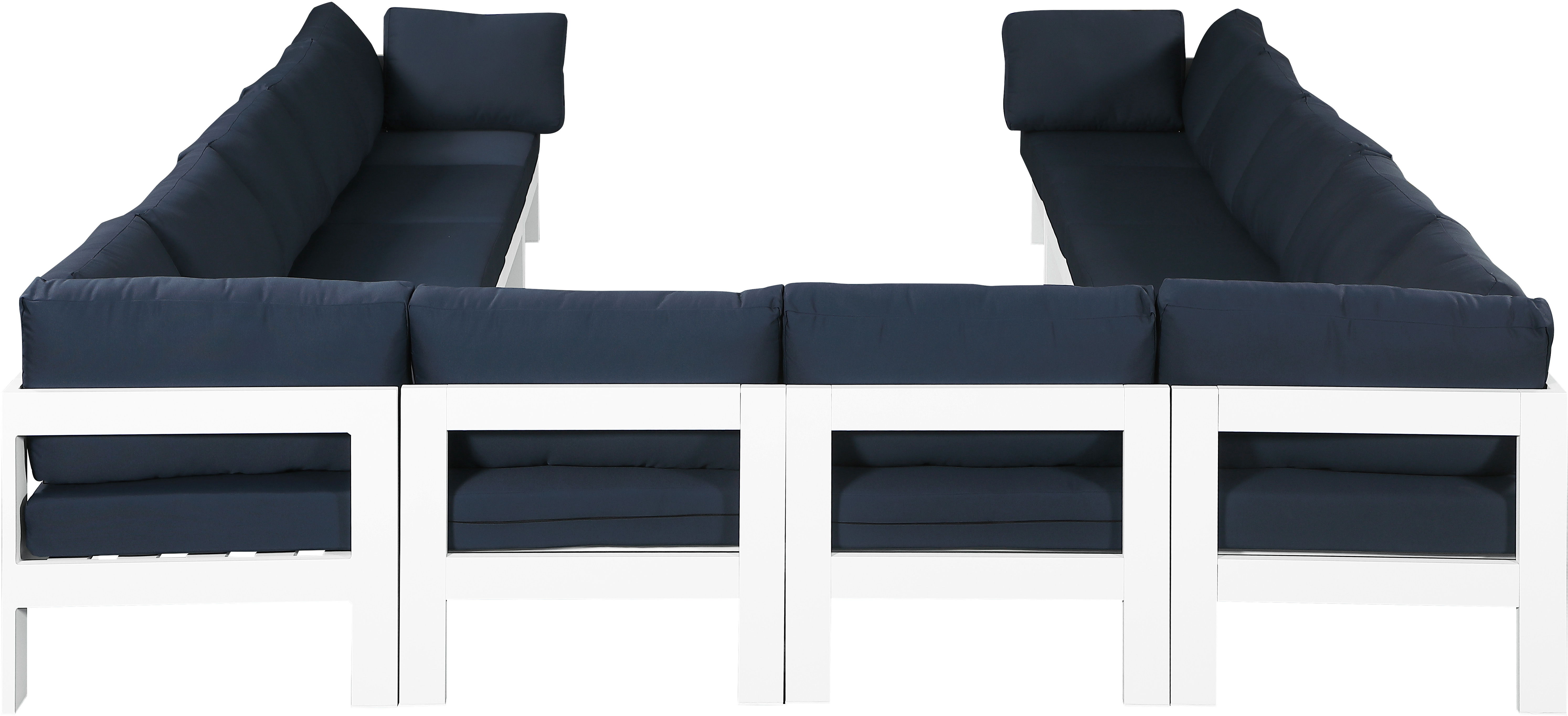 Nizuc - Outdoor Patio 12 Piece Modular Sectional With White Frame - Navy