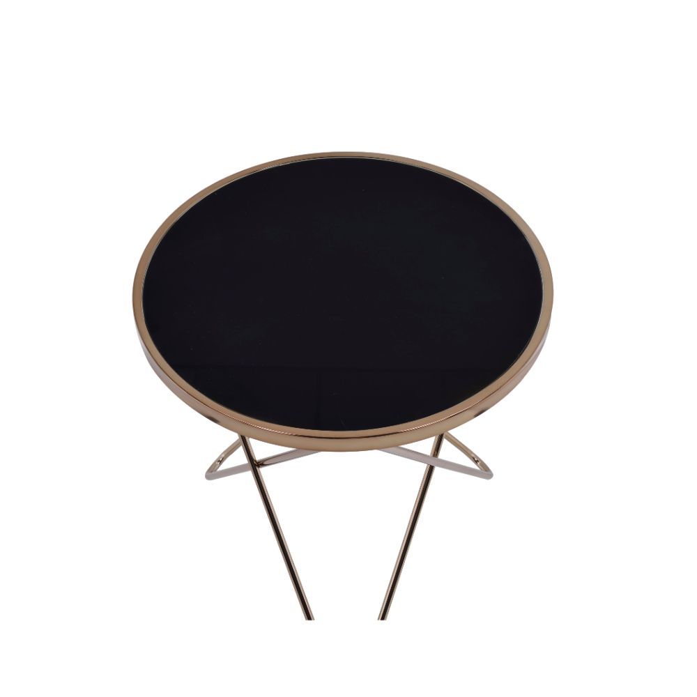 Valora - End Table - Black Glass & Champagne, black, view 2