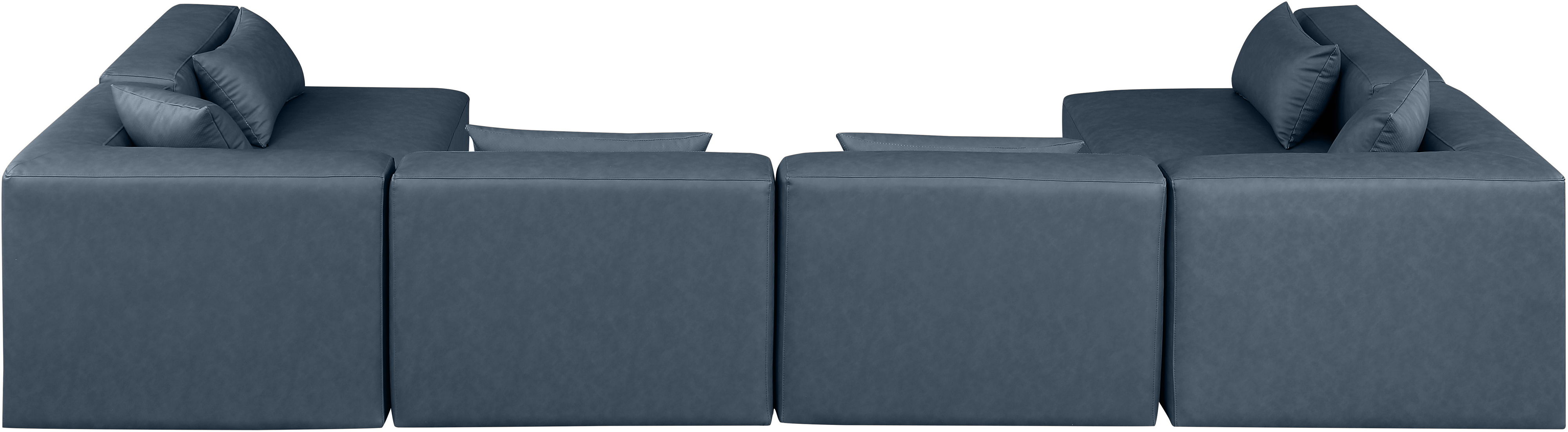 Cube - 6 Piece Modular Armless Sectional - Navy Blue
