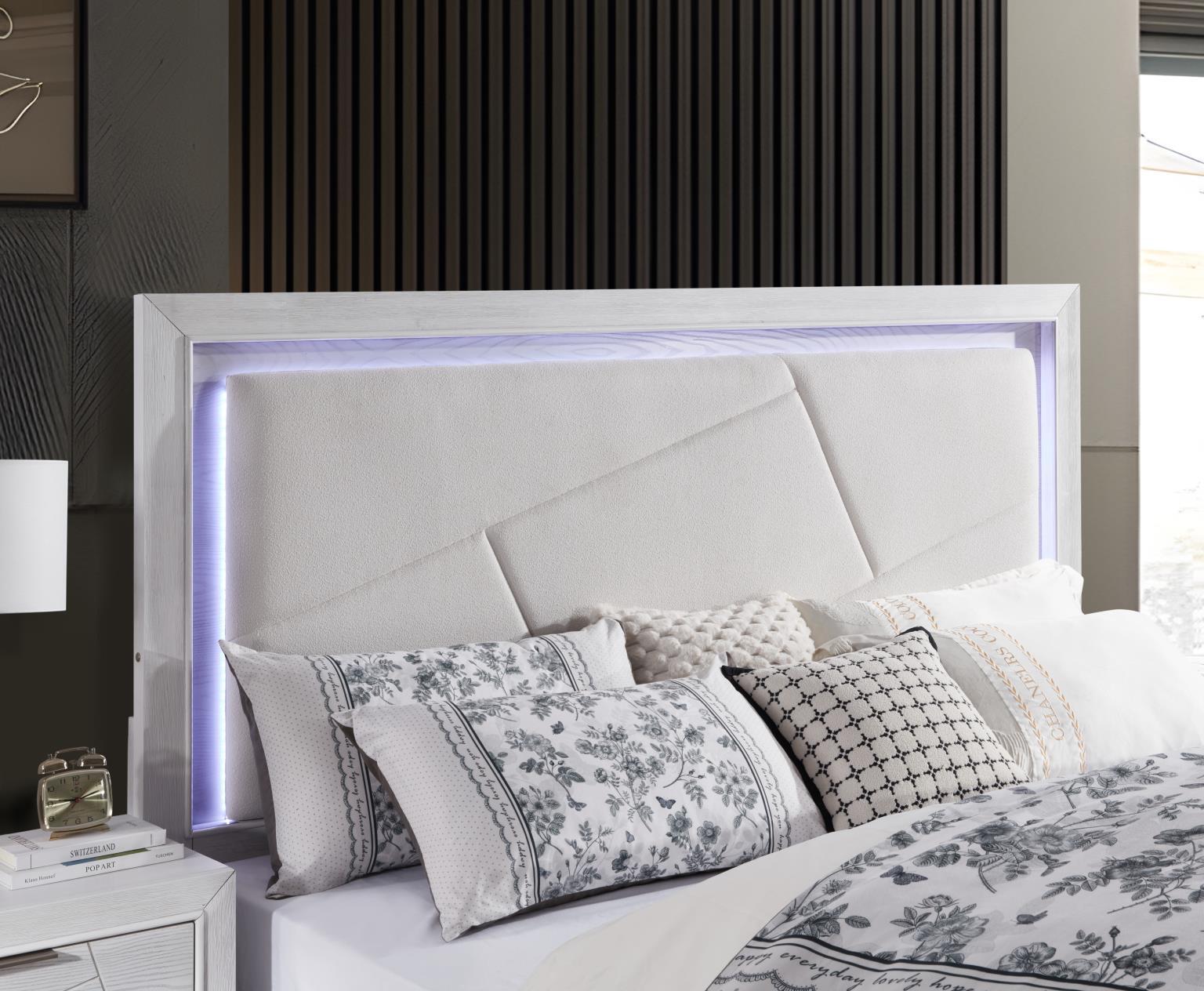 B242 - LED King Bed - Antique White