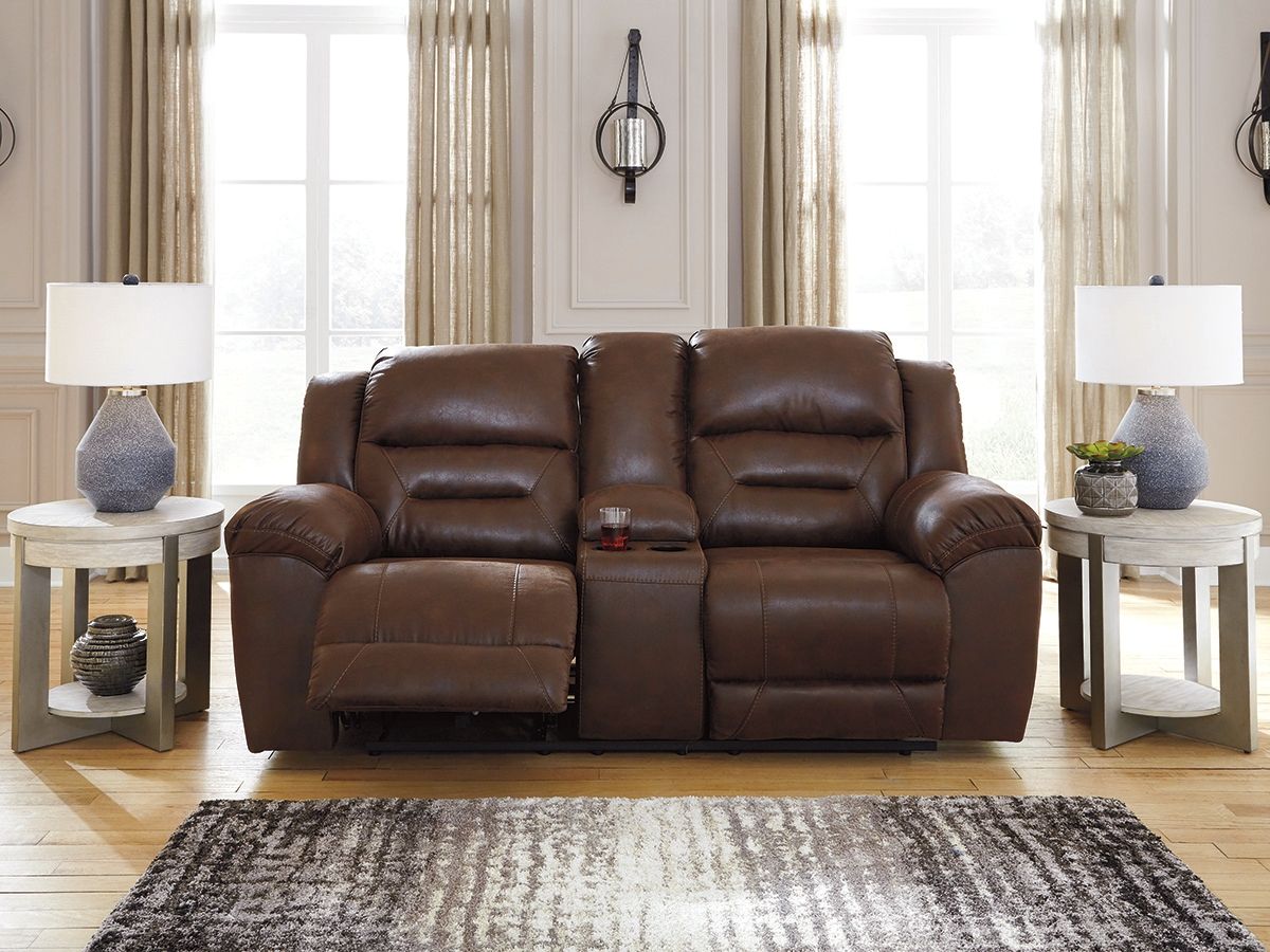 Stoneland - DBL Rec Loveseat w/Console - Chocolate
