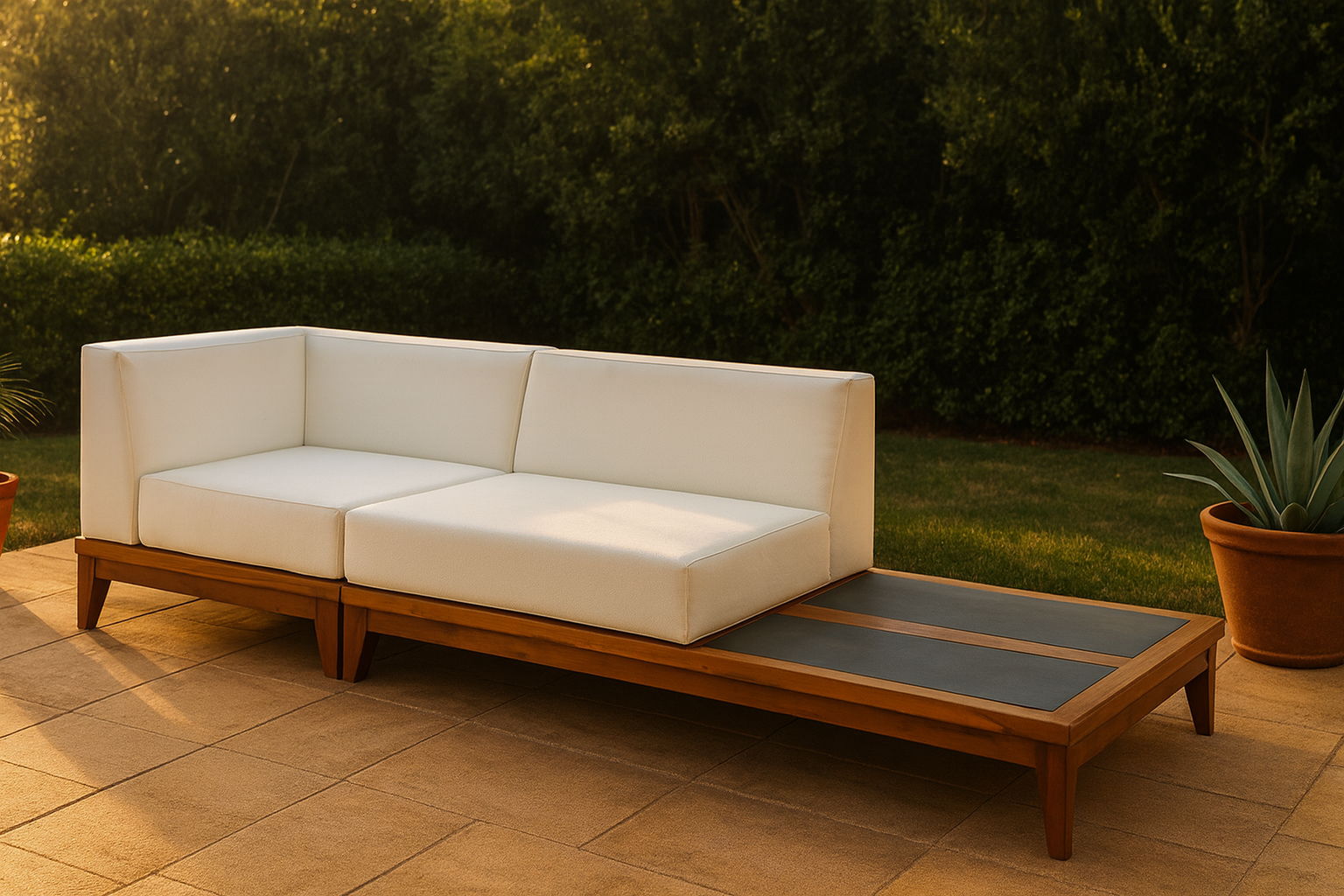 Rio - 2 Piece Modular Sofa With Table - Off White