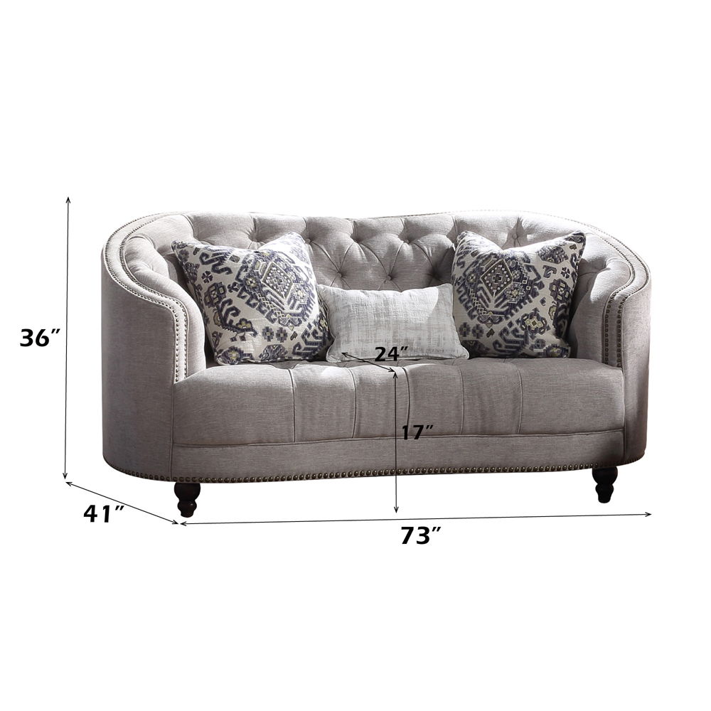 Saira - Loveseat With 3 Pillows - Light Gray Fabric, light gray, view 3