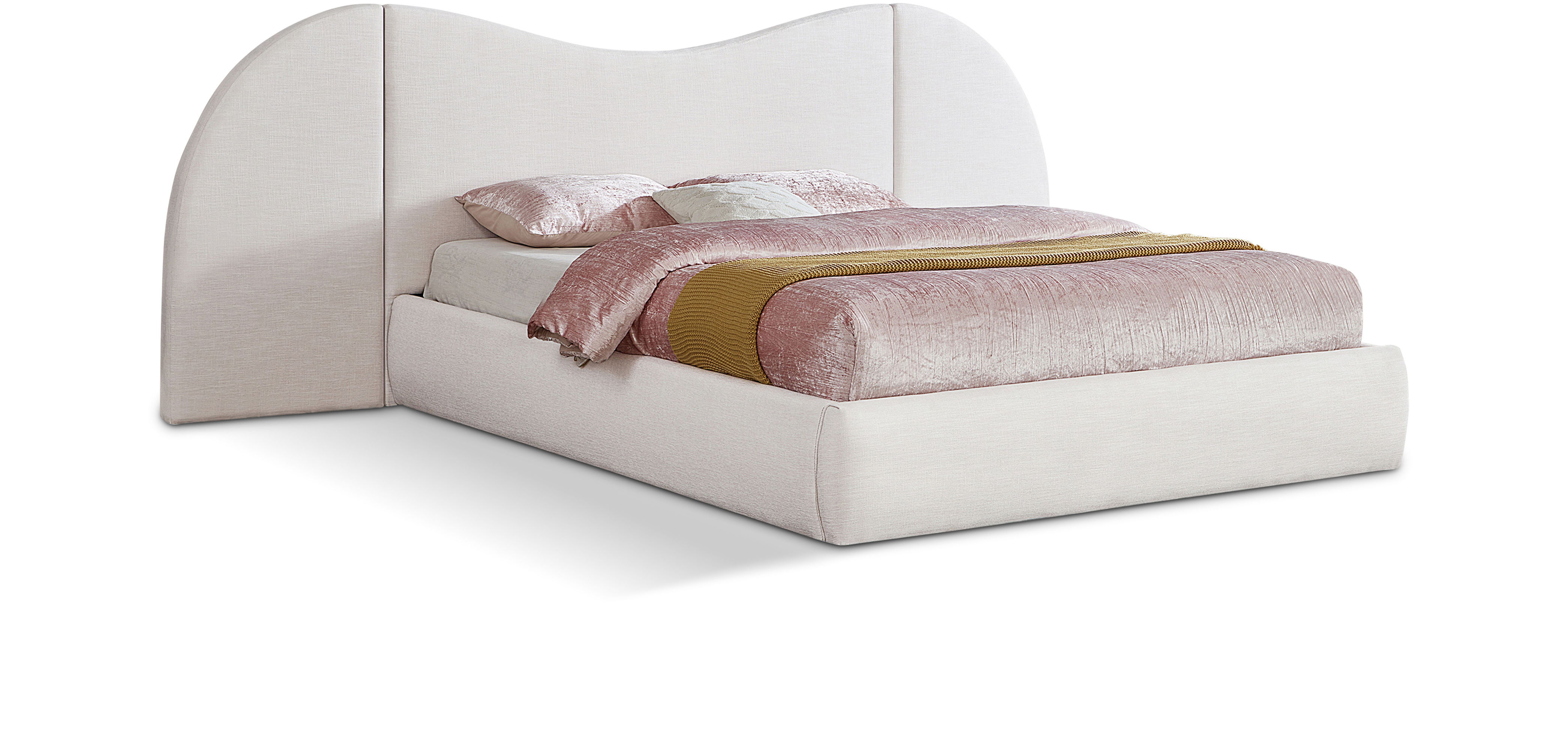 Everest - Linen Fabric King Bed - Cream