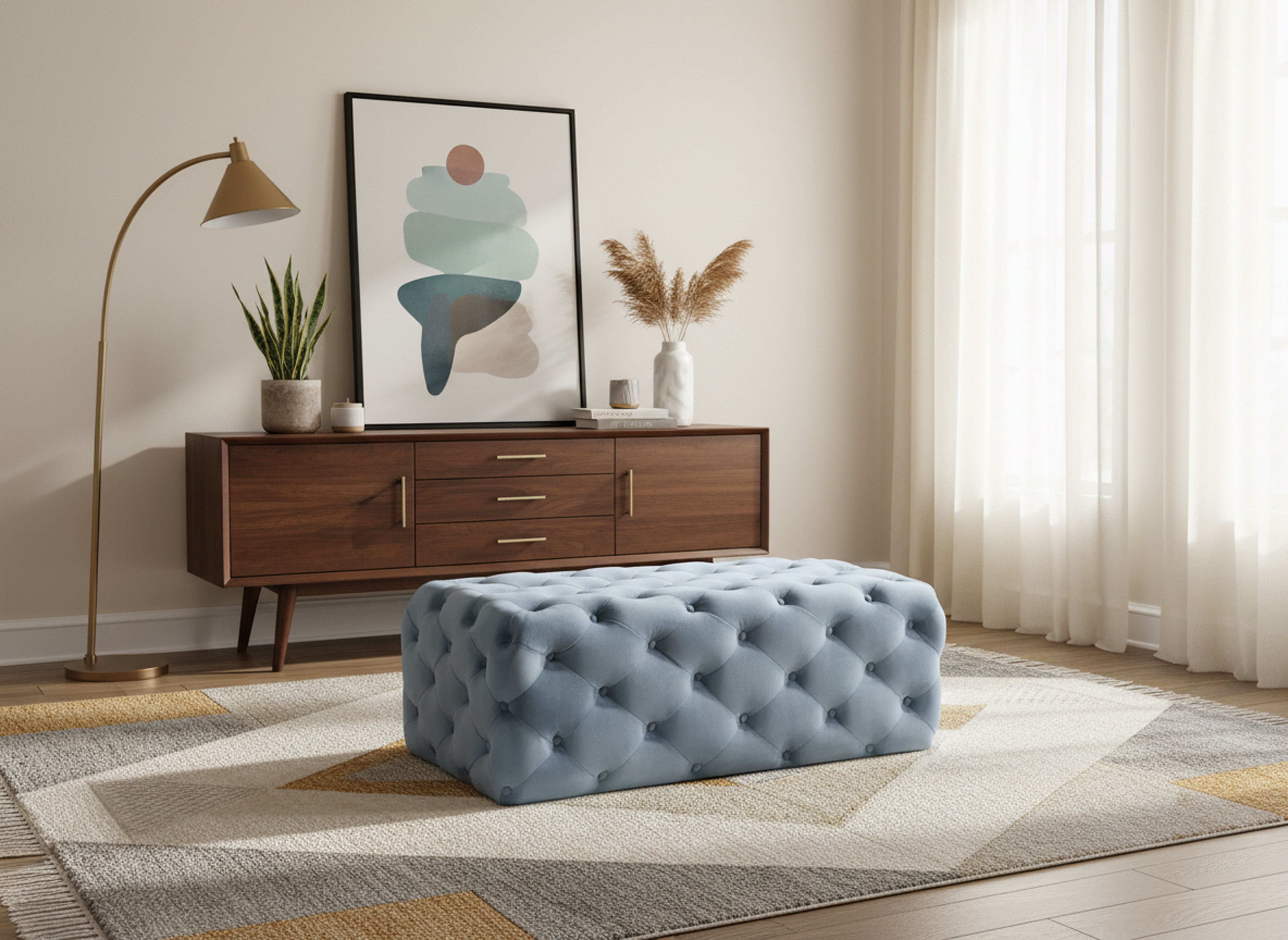Casey - Ottoman / Bench - Sky Blue