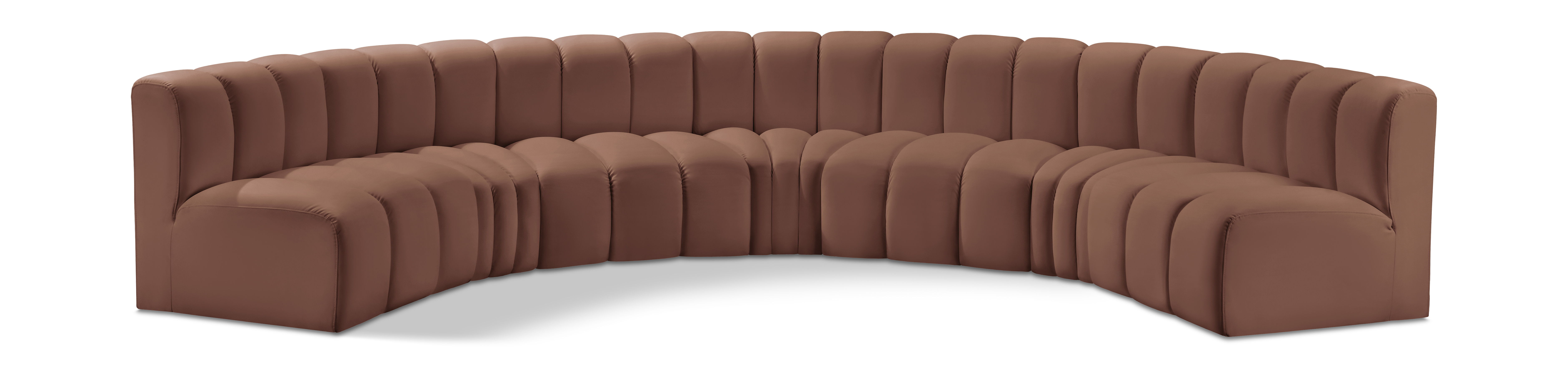 Arc - Faux Leather 7 Piece U-Shaped Modular Sofa - Cognac