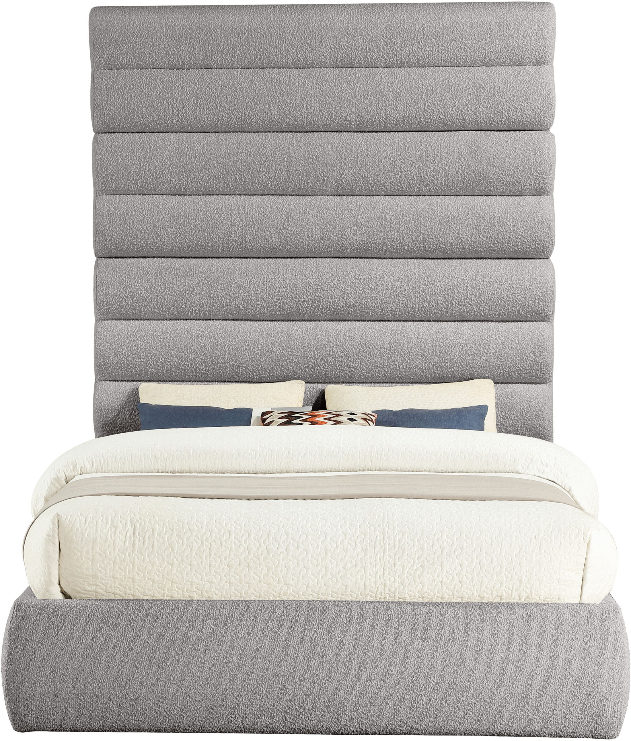 Adam - Boucle Fabric Queen Bed With 89" Headboard - Taupe