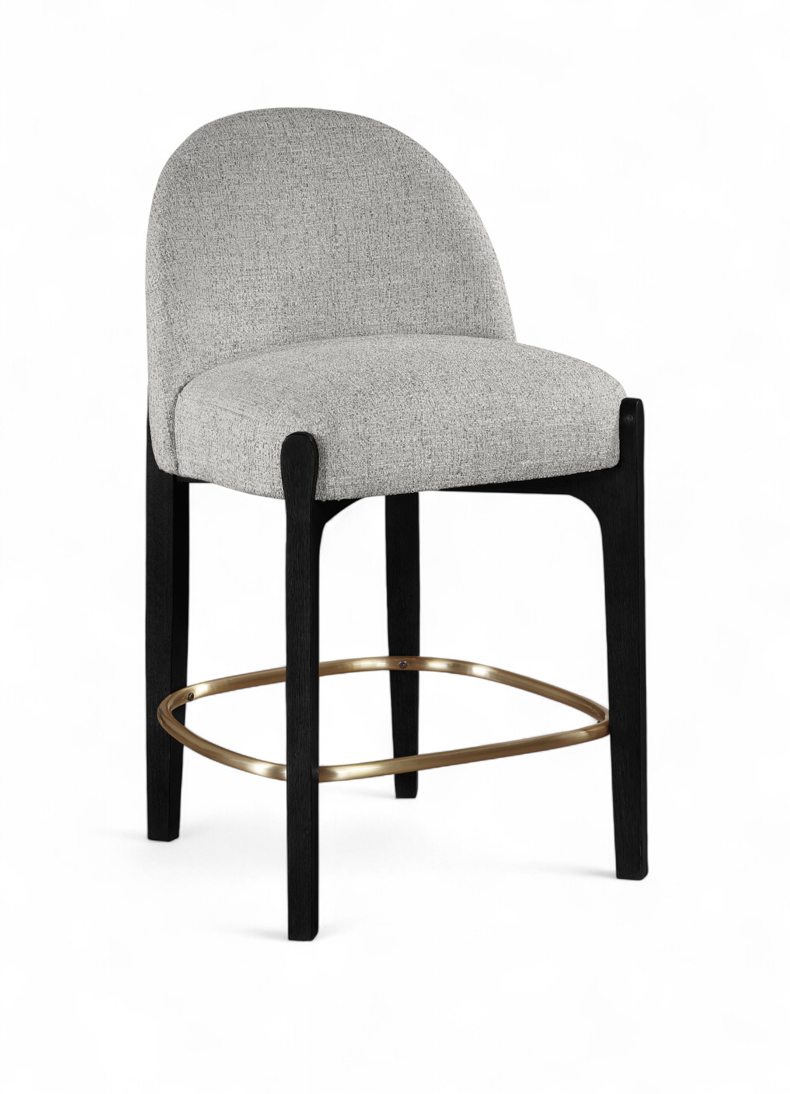 Torino - Fabric Upholstered Counter Stool (Set of 2) - Gray / Brushed Black