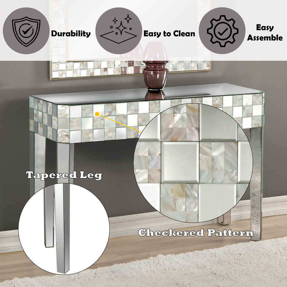 Nasa - Console Table - Mirrored & Mother of Pearl, silver, view 5