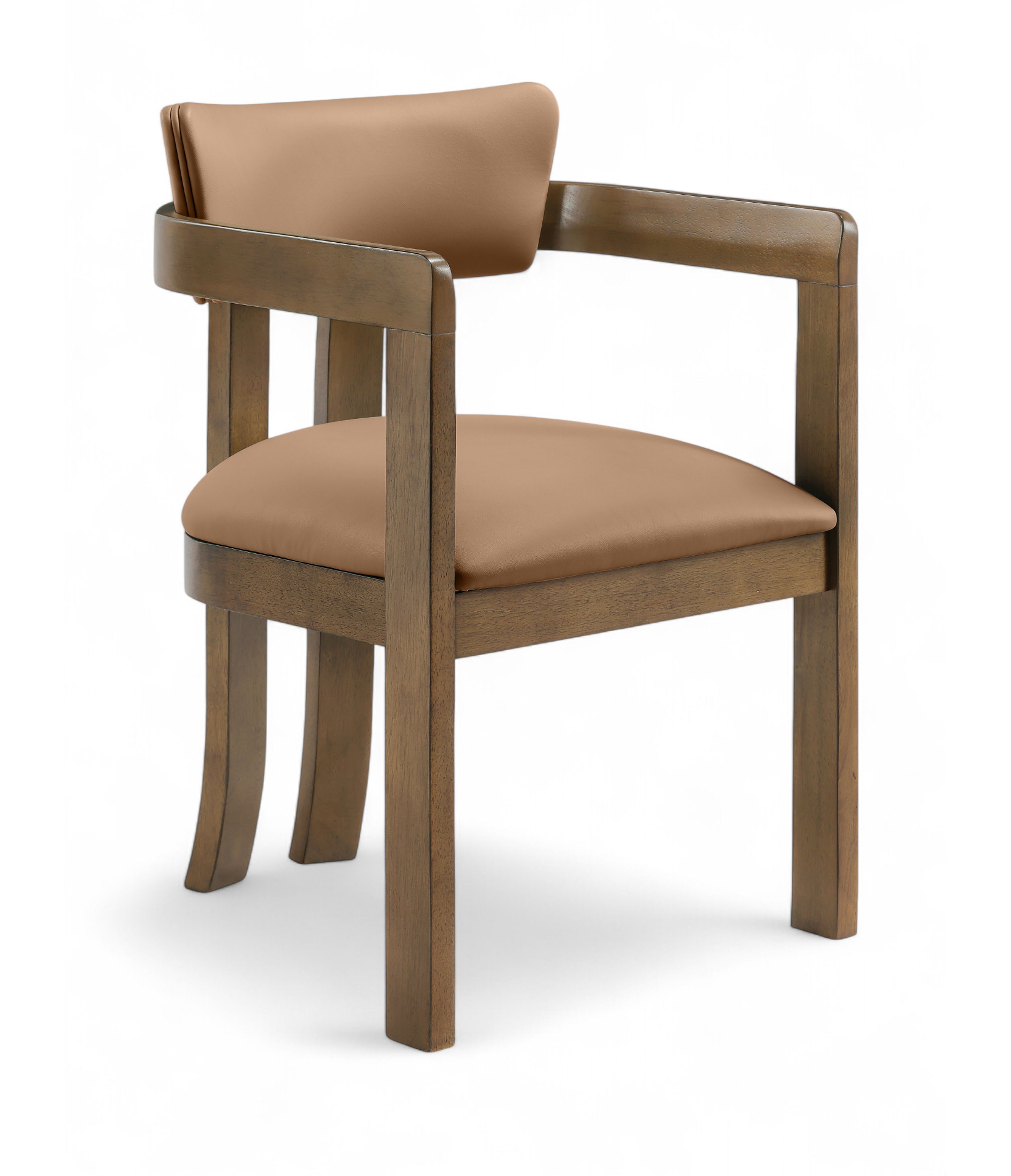 Lavrin - Vegan Leather Upholstered Dining Arm Chair (Set of 2) - Cognac
