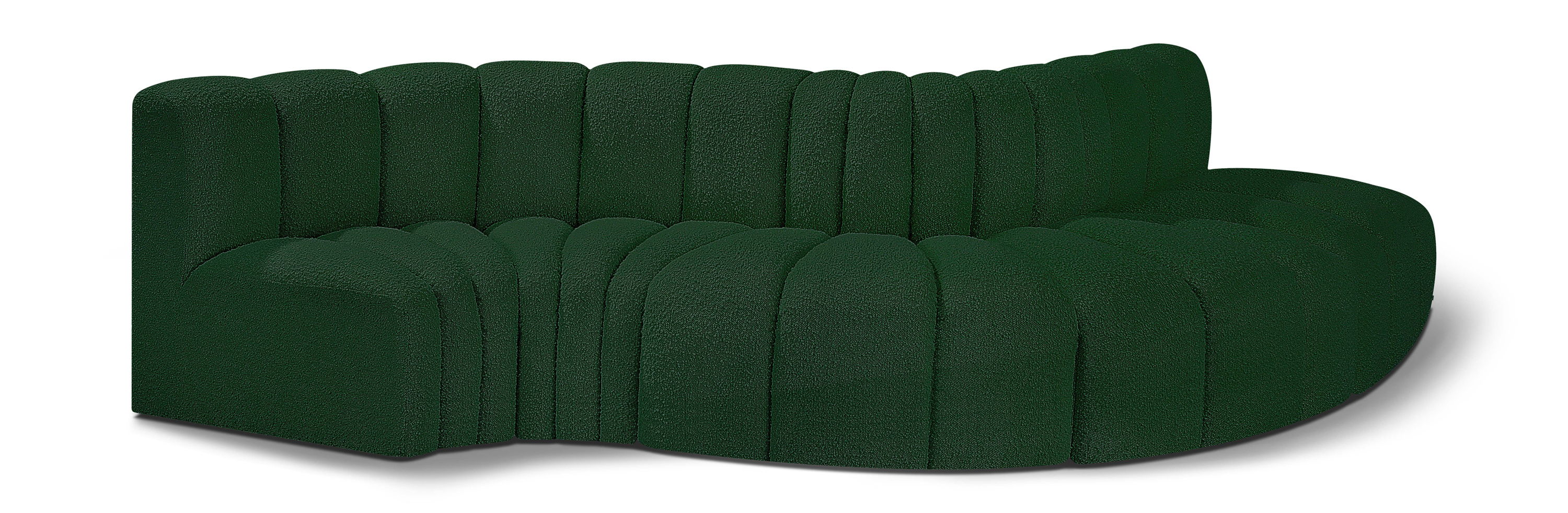 Arc - Boucle Fabric 5 Piece Modular Sofa - Green