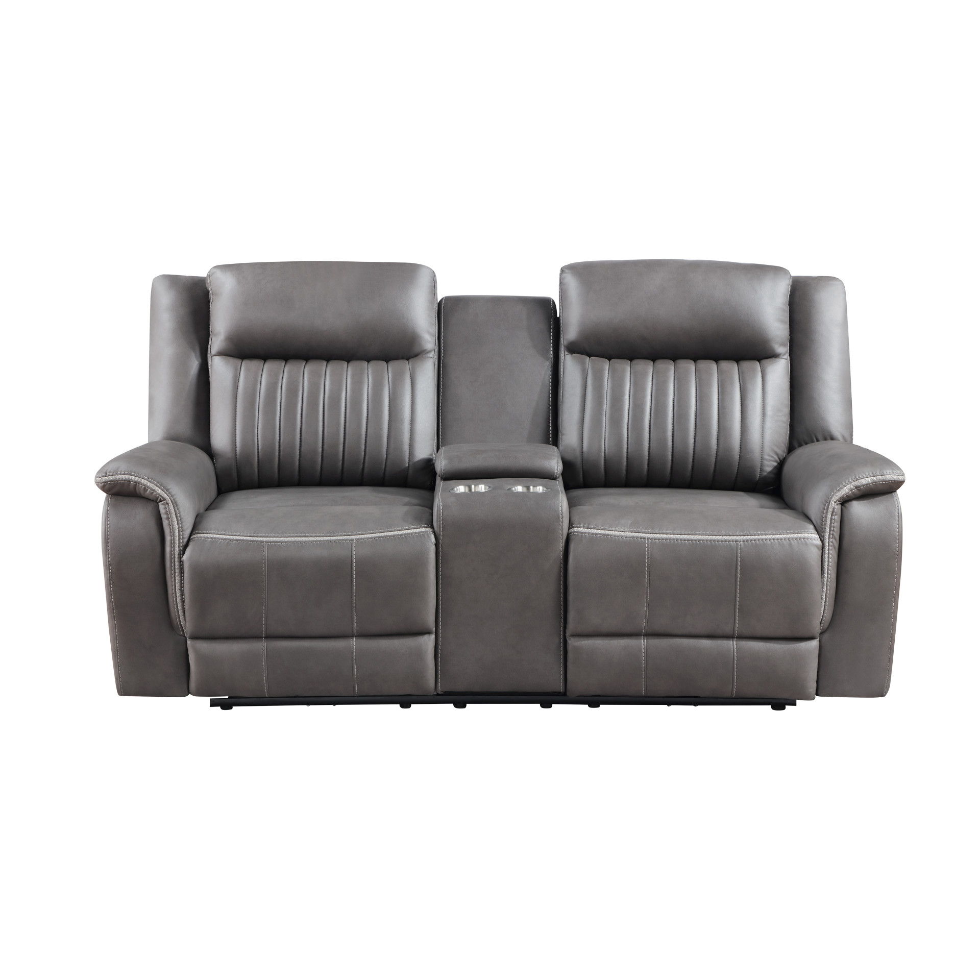 Enzo - Console Loveseat With Dual Recliners - Gray