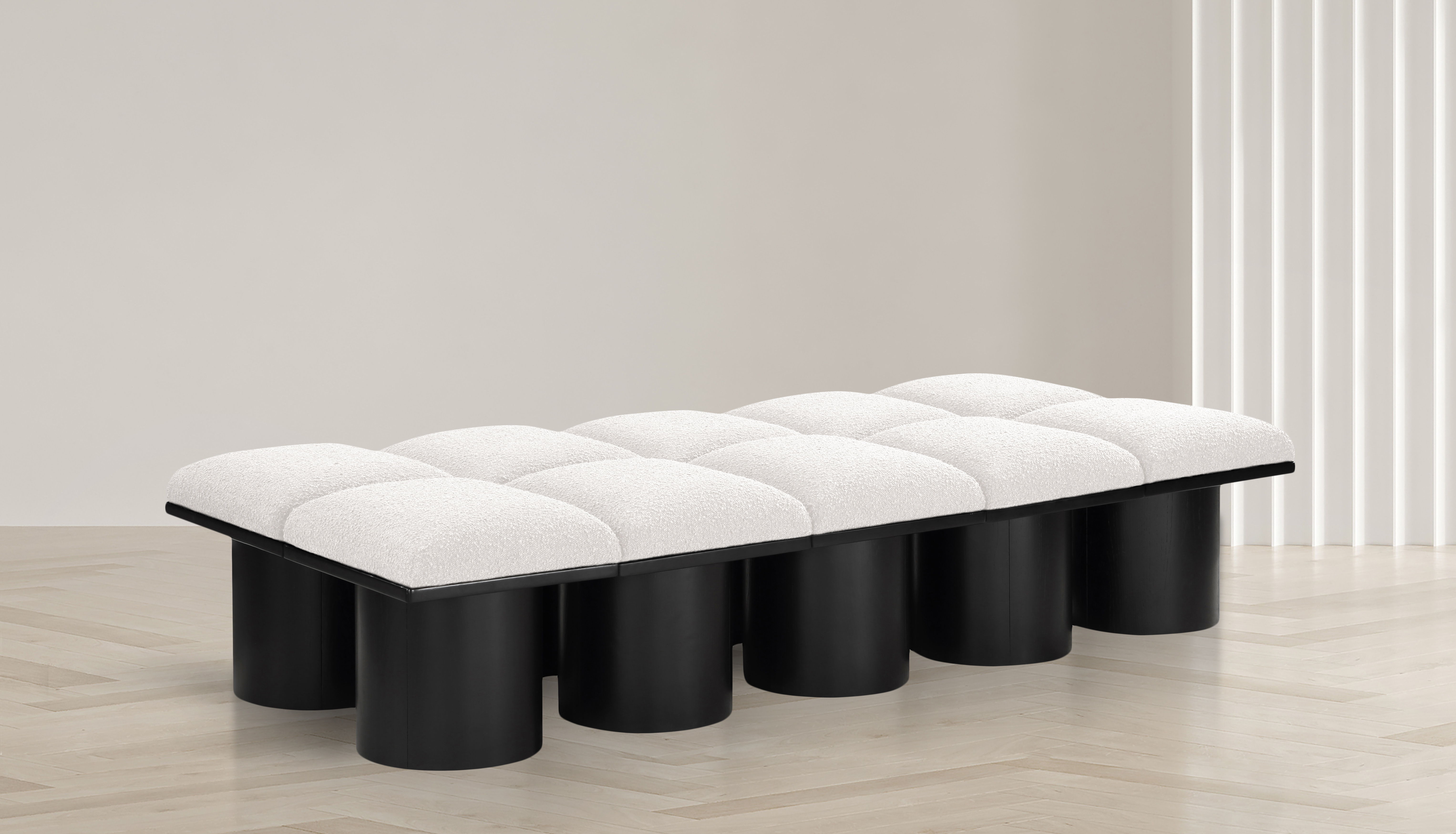 Pavilion - 77.5" 10 Piece Modular Bench With Black Base - Cream