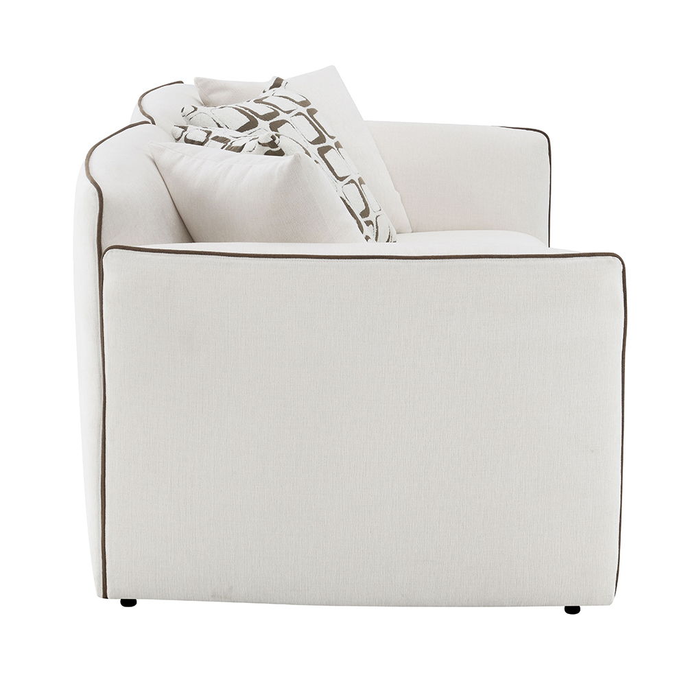 Yolanda - Loveseat With 4 Pillows - Beige Chenille, beige, view 3