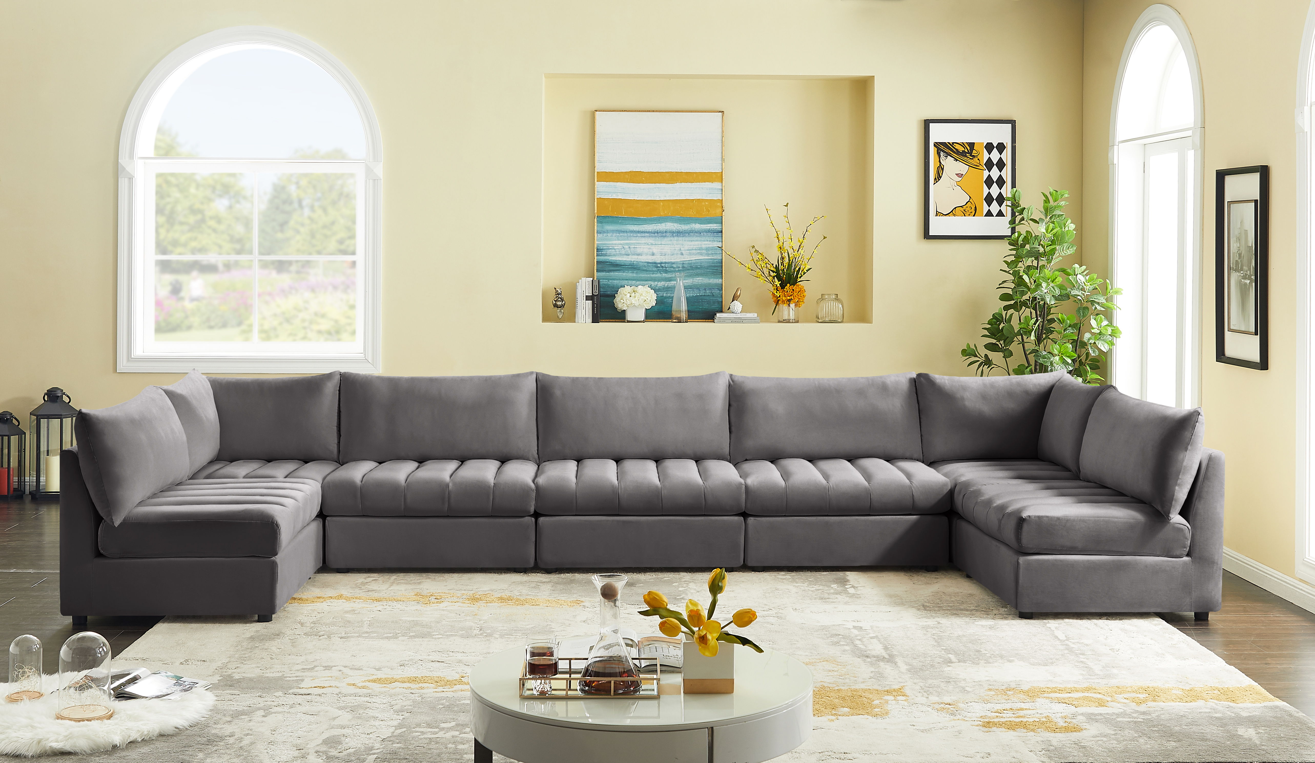 Jacob - Modular U-Shaped Sectional 7 Piece - Gray
