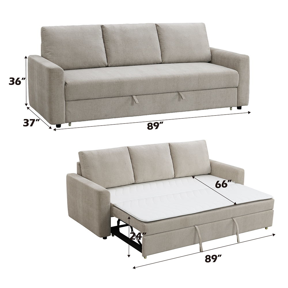 Leira - Sofa With Sleeper - Beige Linen, beige, view 6